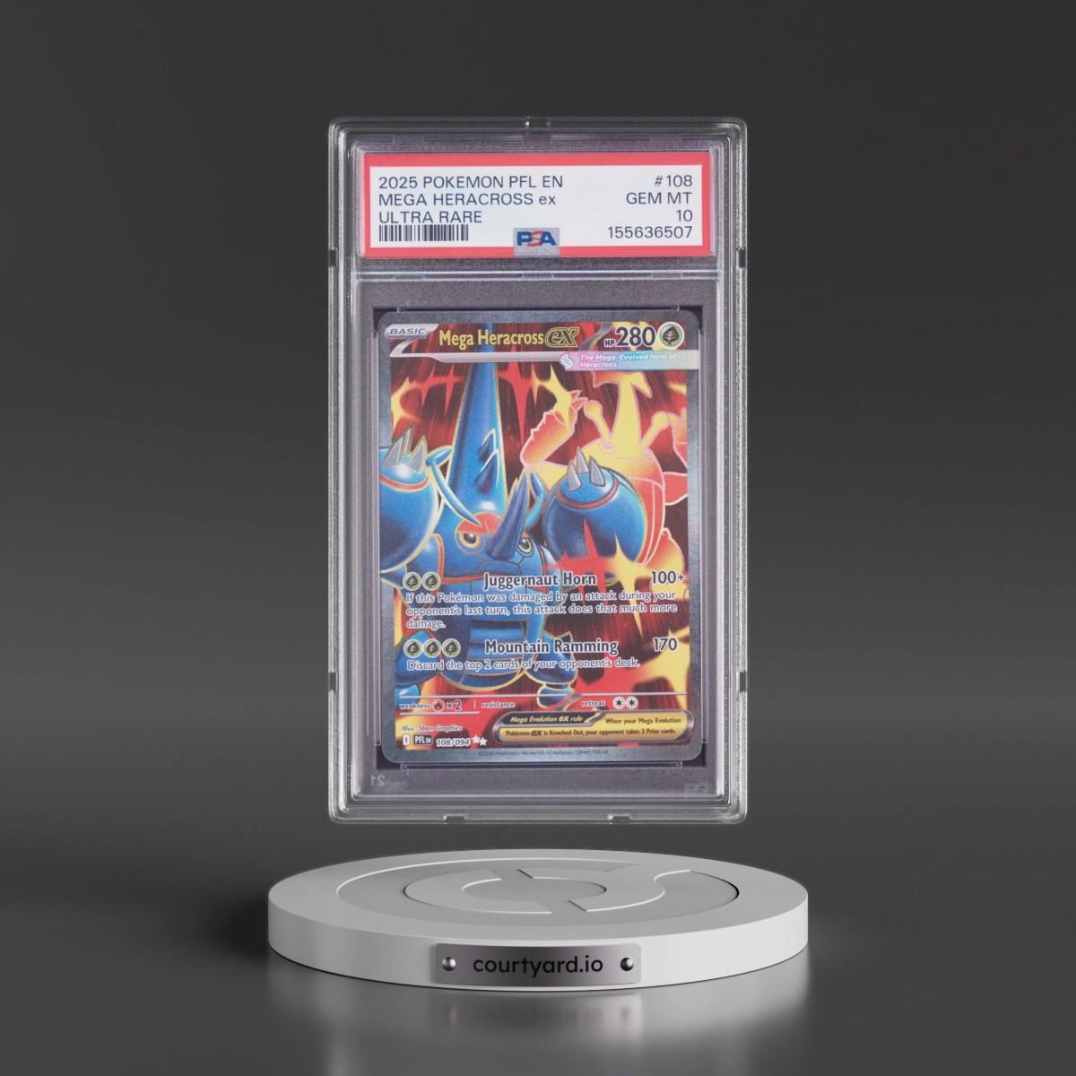 2025 Pokémon Pfl EN-Phantasmal Flames #108 Mega Heracross EX - Holo Ultra Rare (PSA 10 GEM MINT)