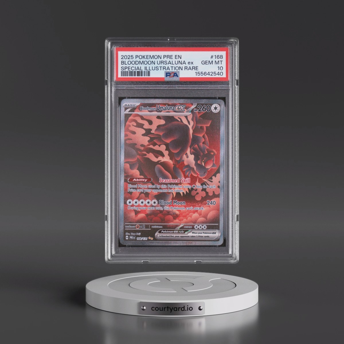 2025 Pokémon Pre EN-Prismatic Evolutions #168 Bloodmoon Ursaluna EX - Holo Special Illustration Rare (PSA 10 GEM MINT)