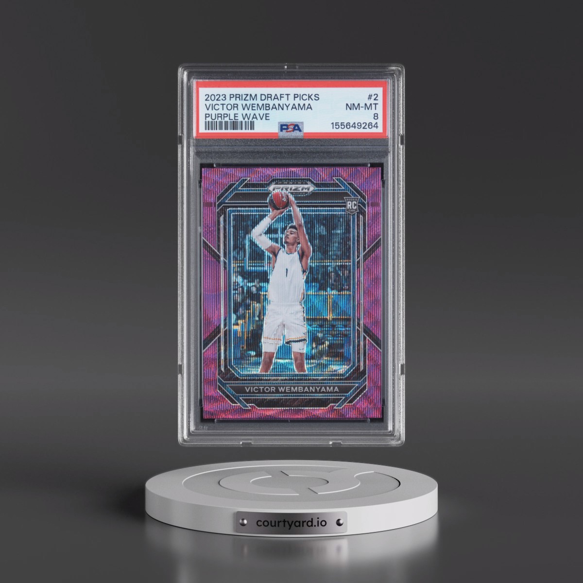 2023 Panini Prizm Draft Picks Victor Wembanyama - Purple Wave #2 PSA 8