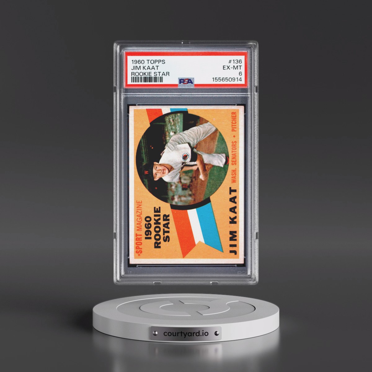 1960 Topps #136 Jim Kaat - Rookie Star (PSA 6 EX-MT)