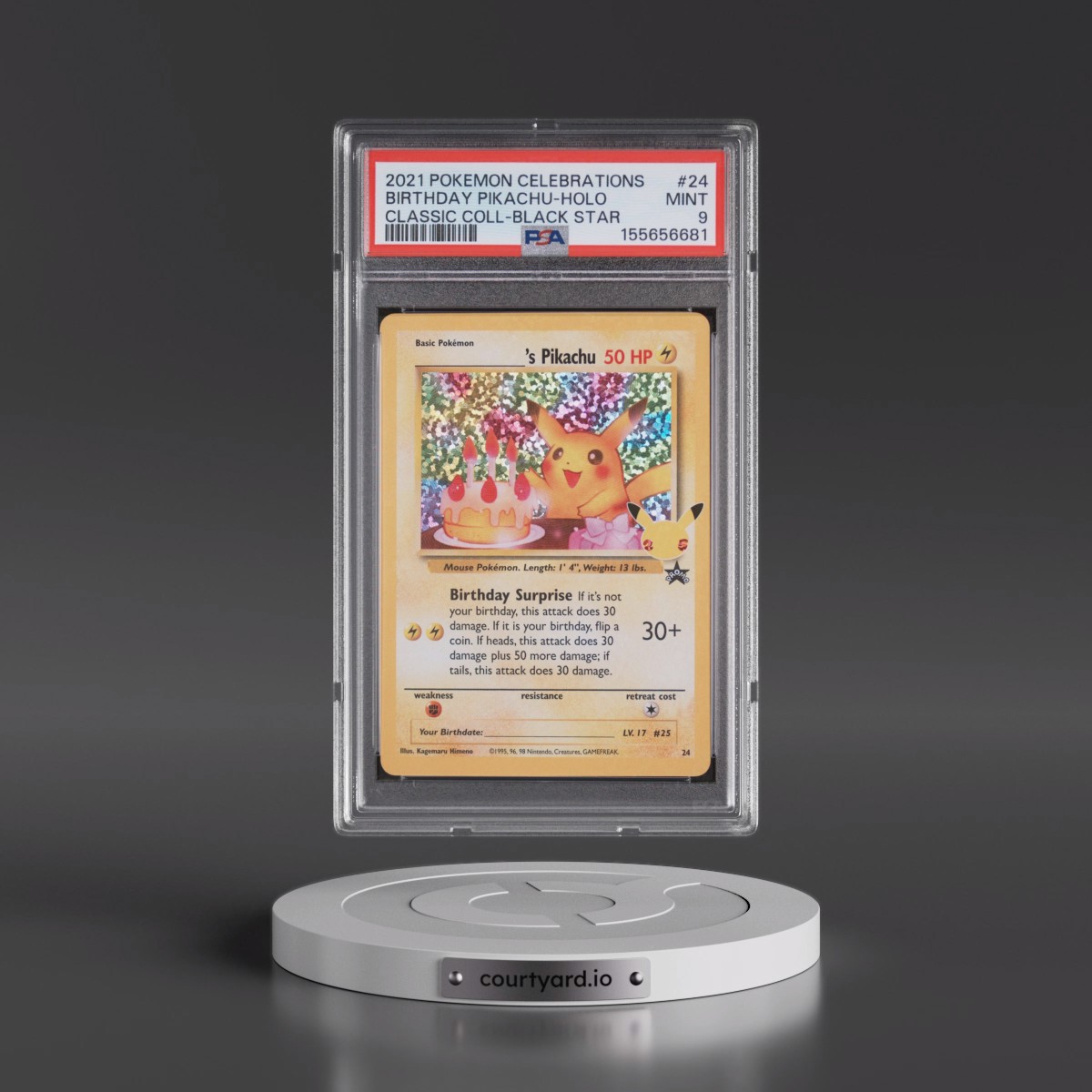 2021 Pokémon Celebrations Classic Collection #24 Birthday Pikachu - Holo (PSA 9 MINT)
