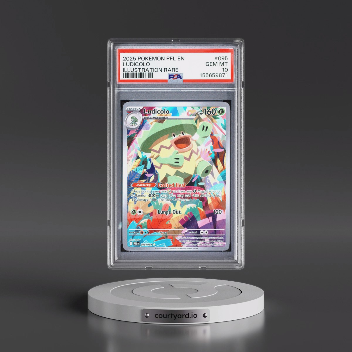 2025 Pokémon Pfl EN-Phantasmal Flames #095 Ludicolo - Illustration Rare (PSA 10 GEM MINT)