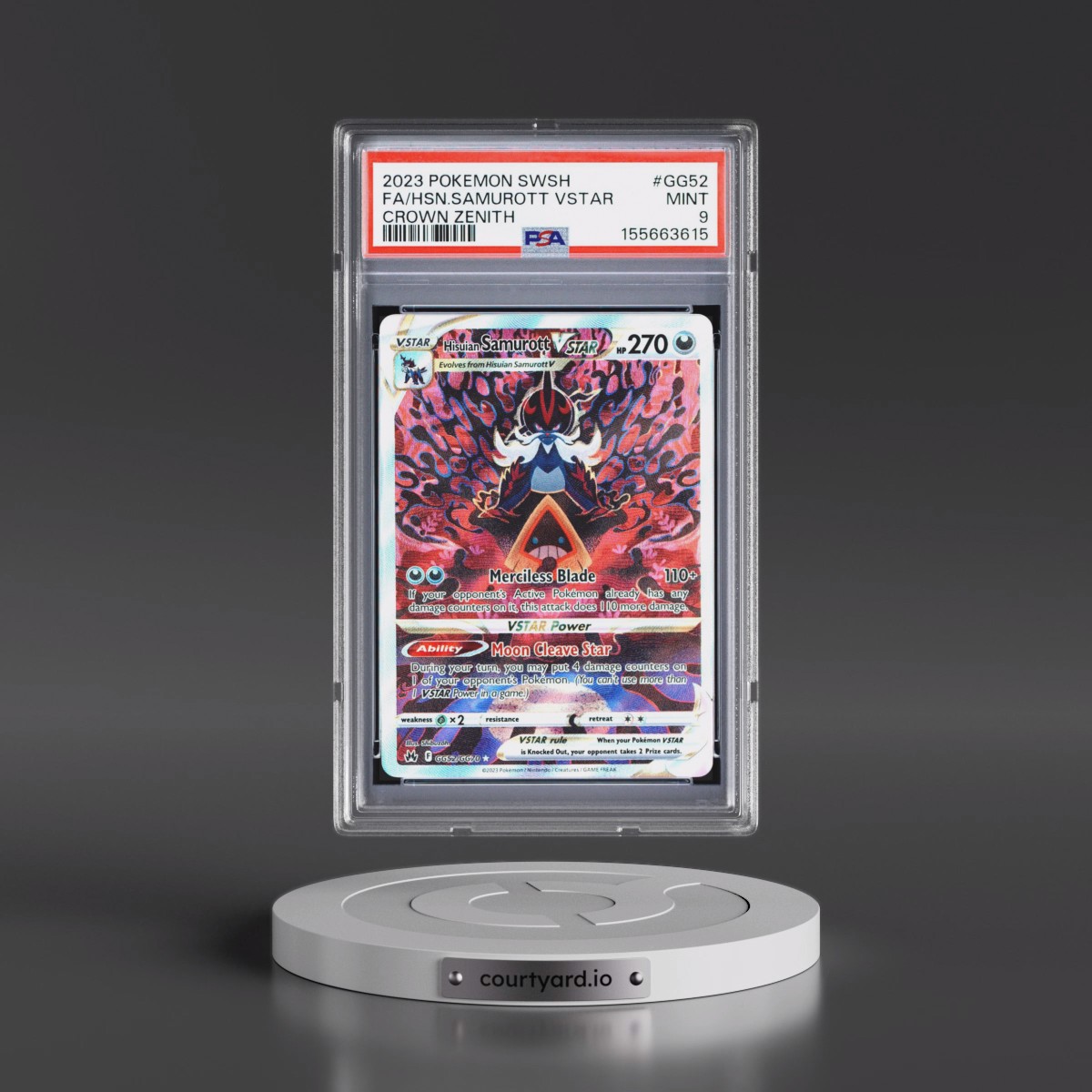 2023 Pokémon Sword and Shield Crown Zenith #GG52 Hisuian Samurott Vstar - Full Art (PSA 9 MINT)
