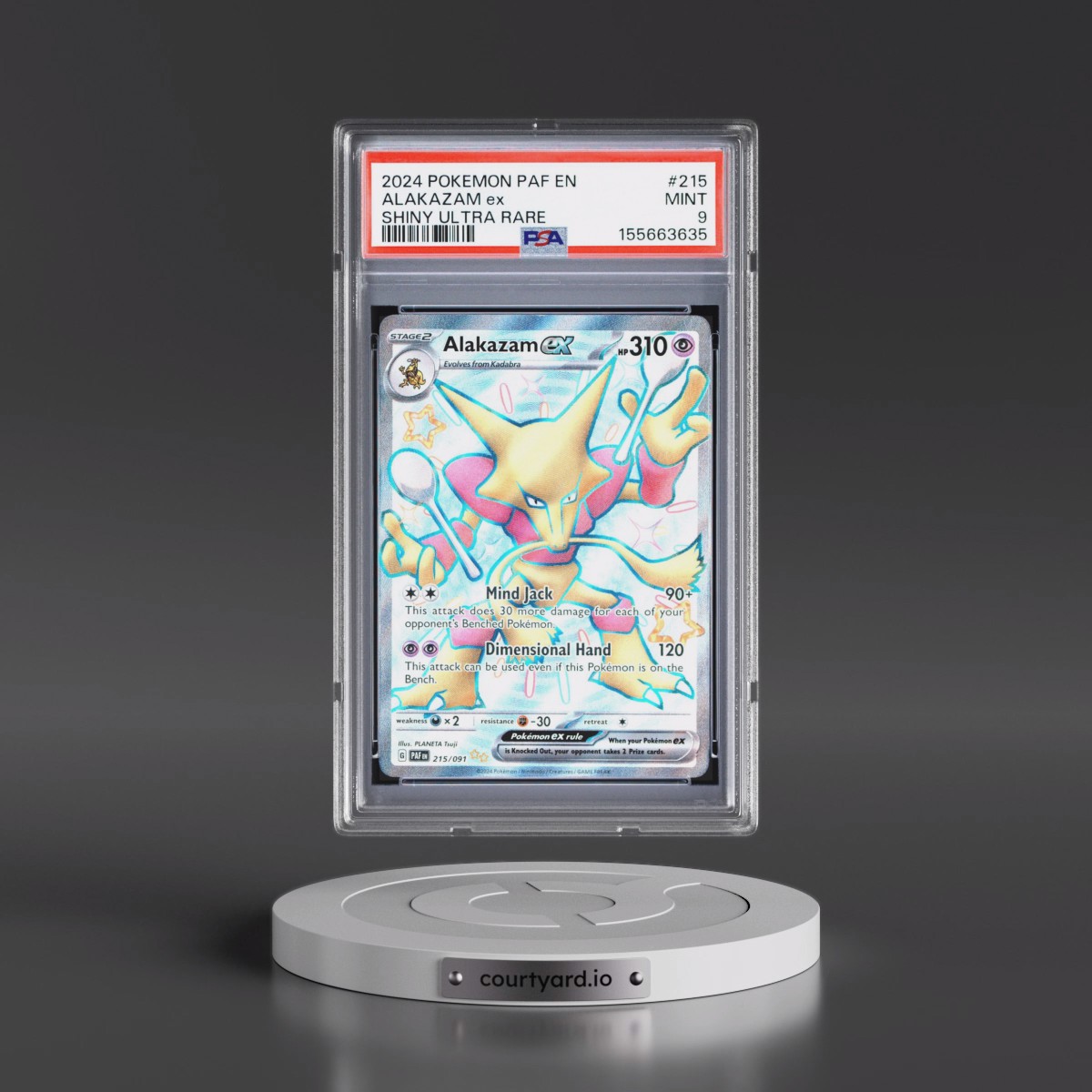 2024 Pokémon Paf EN-Paldean Fates #215 Alakazam EX - Holo Shiny Ultra Rare (PSA 9 MINT)