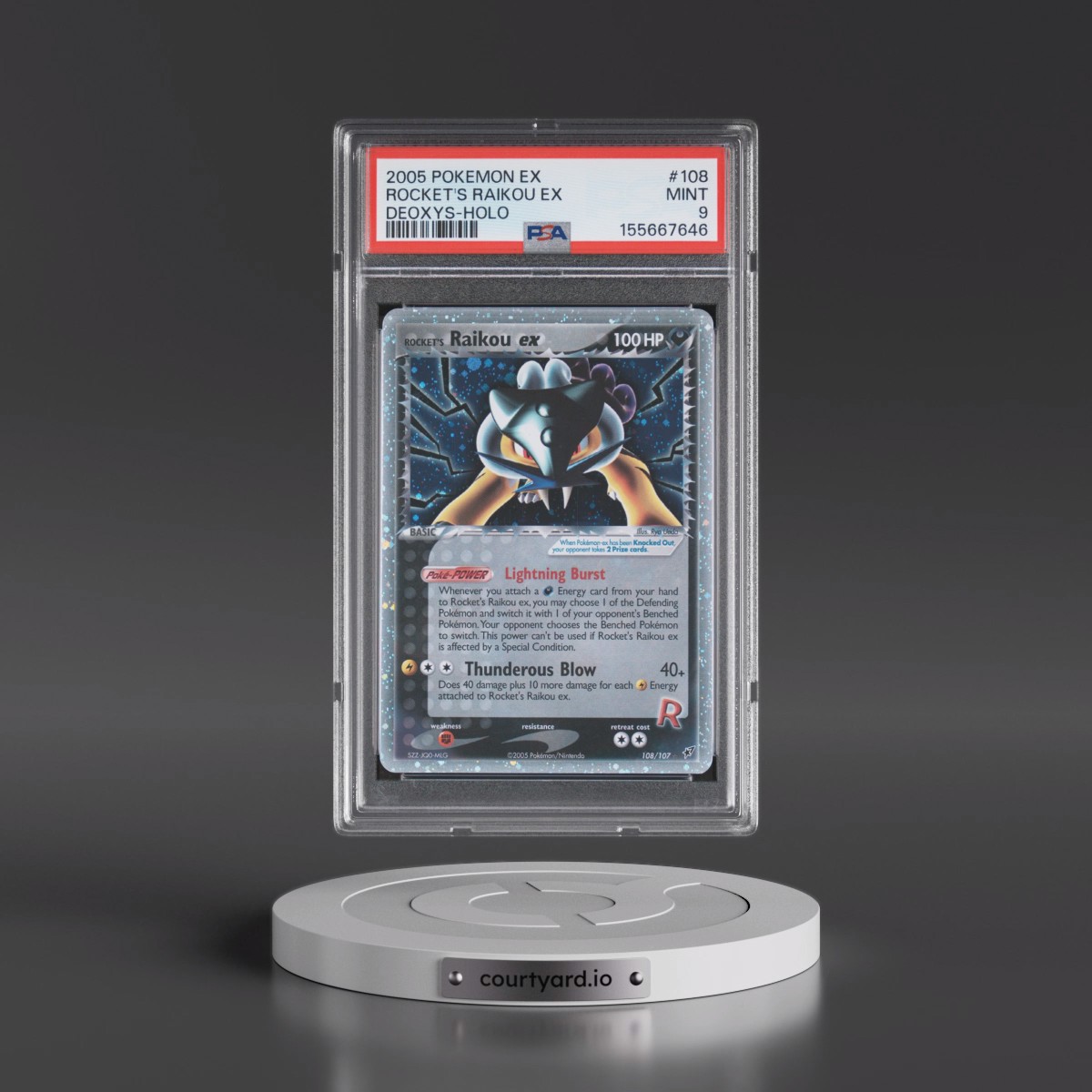 2005 Pokémon EX Deoxys #108 Rocket's Raikou EX - Holo Holo (PSA 9 MINT)
