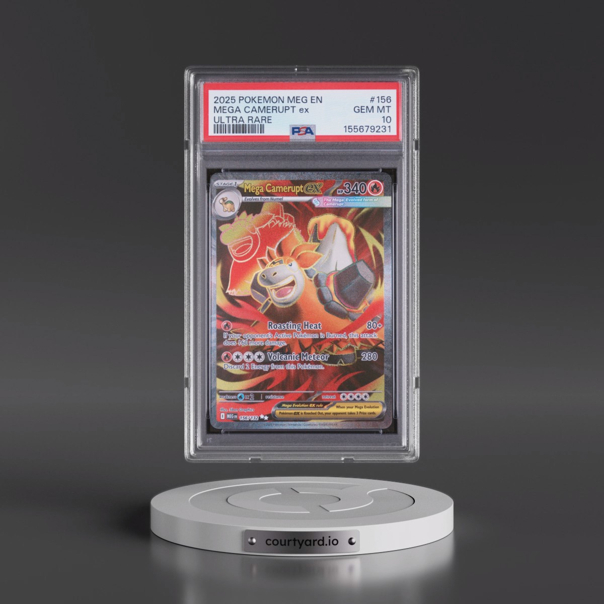 2025 Pokémon Meg EN-Mega Evolution #156 Mega Camerupt EX - Holo Ultra Rare (PSA 10 GEM MINT)
