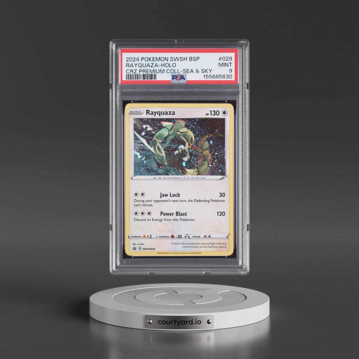 2024 Pokémon Swsh Black Star Promo #029 Rayquaza - Holo Crown Zenith Premium Collection Sea & Sky (PSA 9 MINT)