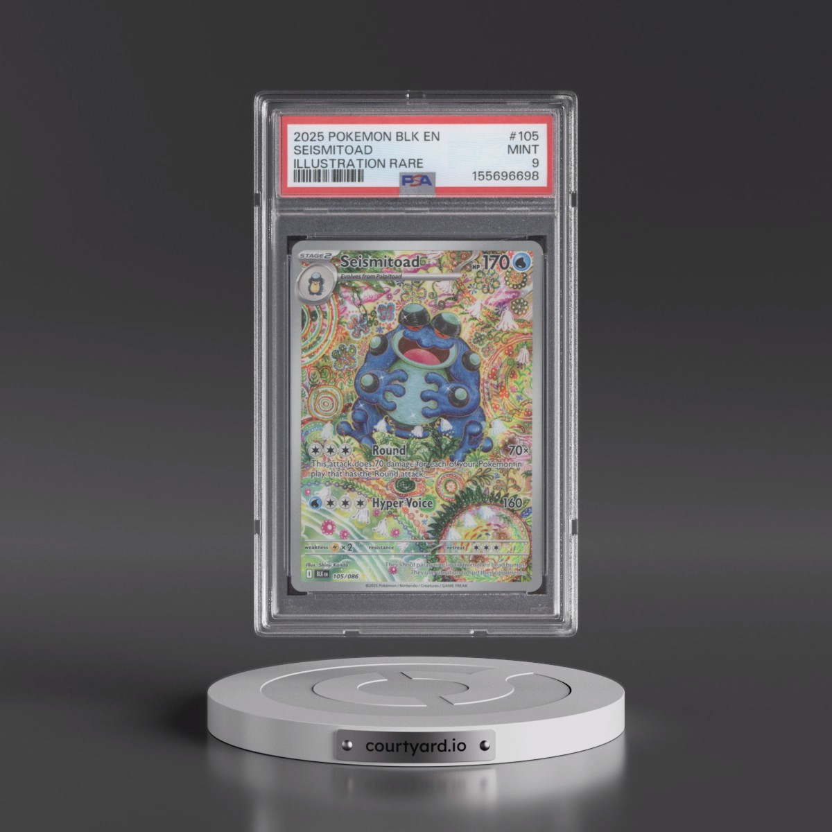 2025 Pokémon Blk EN-Black Bolt #105 Seismitoad - Illustration Rare (PSA 9 MINT)