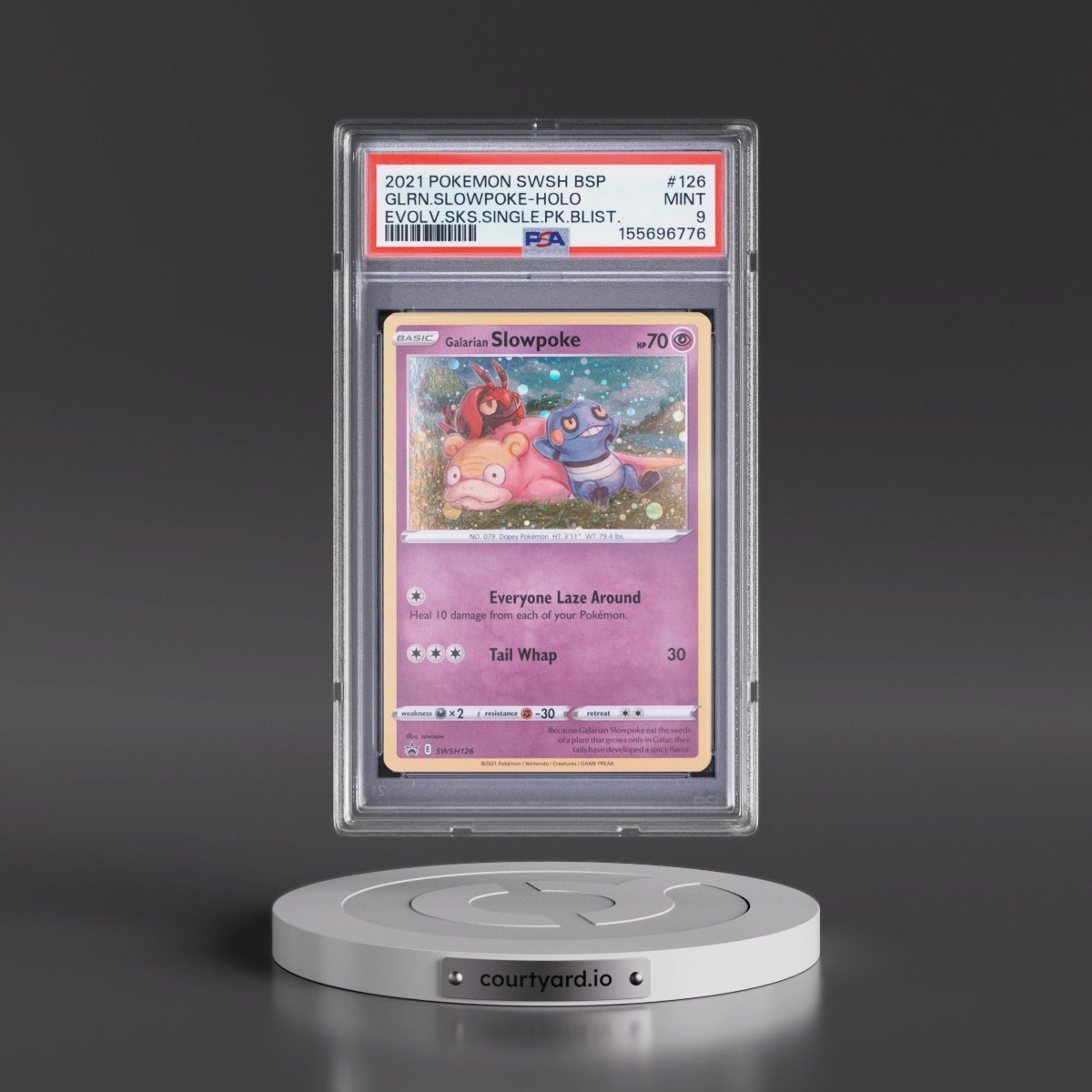 2021 Pokémon Swsh Black Star Promo #126 Galarian Slowpoke - Holo Evolving Skies Single Pack Blisters (PSA 9 MINT)