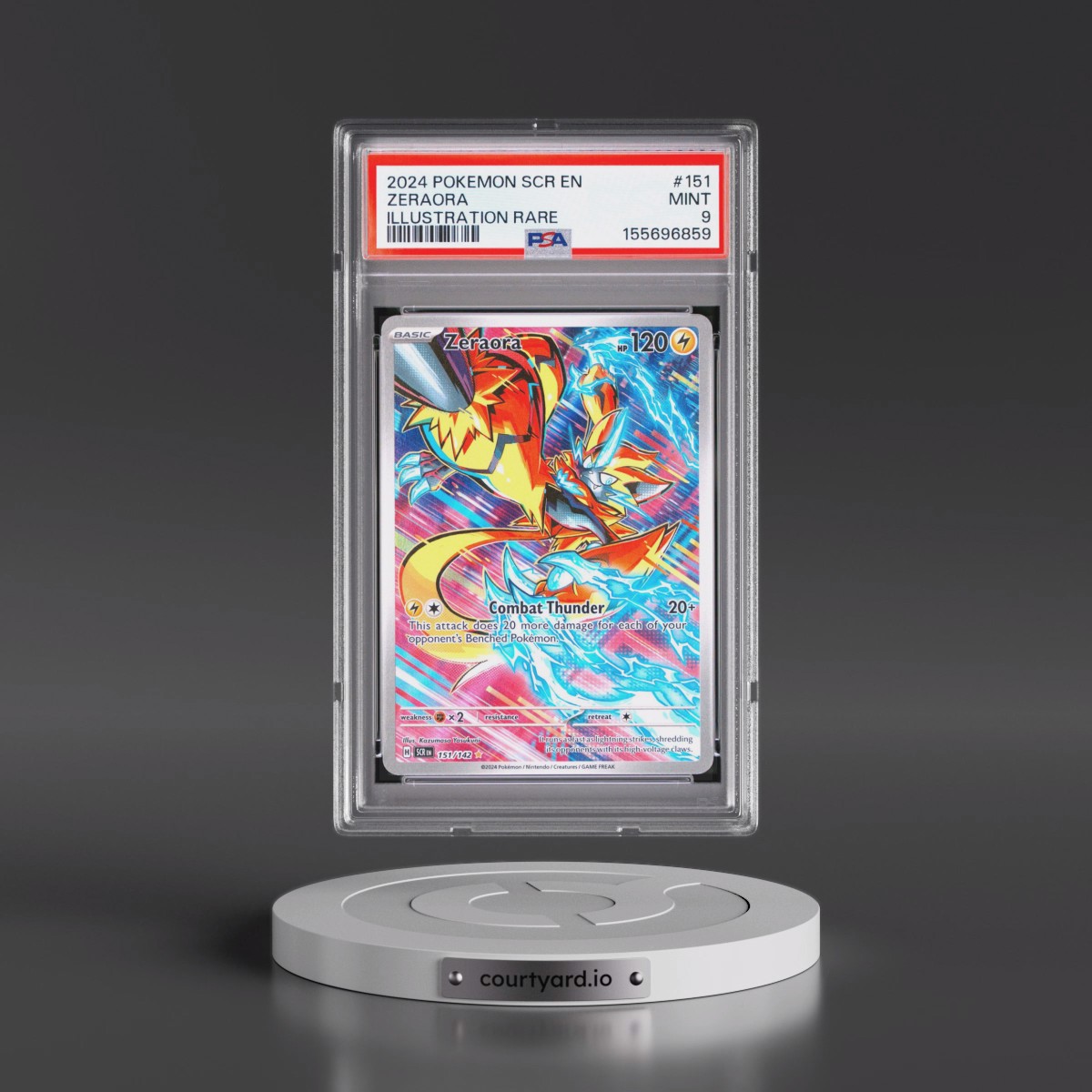 2024 Pokémon Scr EN-Stellar Crown #151 Zeraora - Illustration Rare (PSA 9 MINT)