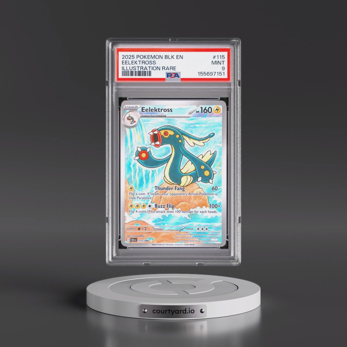 2025 Pokémon Blk EN-Black Bolt #115 Eelektross - Illustration Rare (PSA 9 MINT)