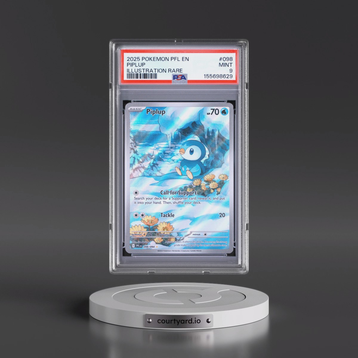 2025 Pokémon Pfl EN-Phantasmal Flames #098 Piplup - Illustration Rare (PSA 9 MINT)
