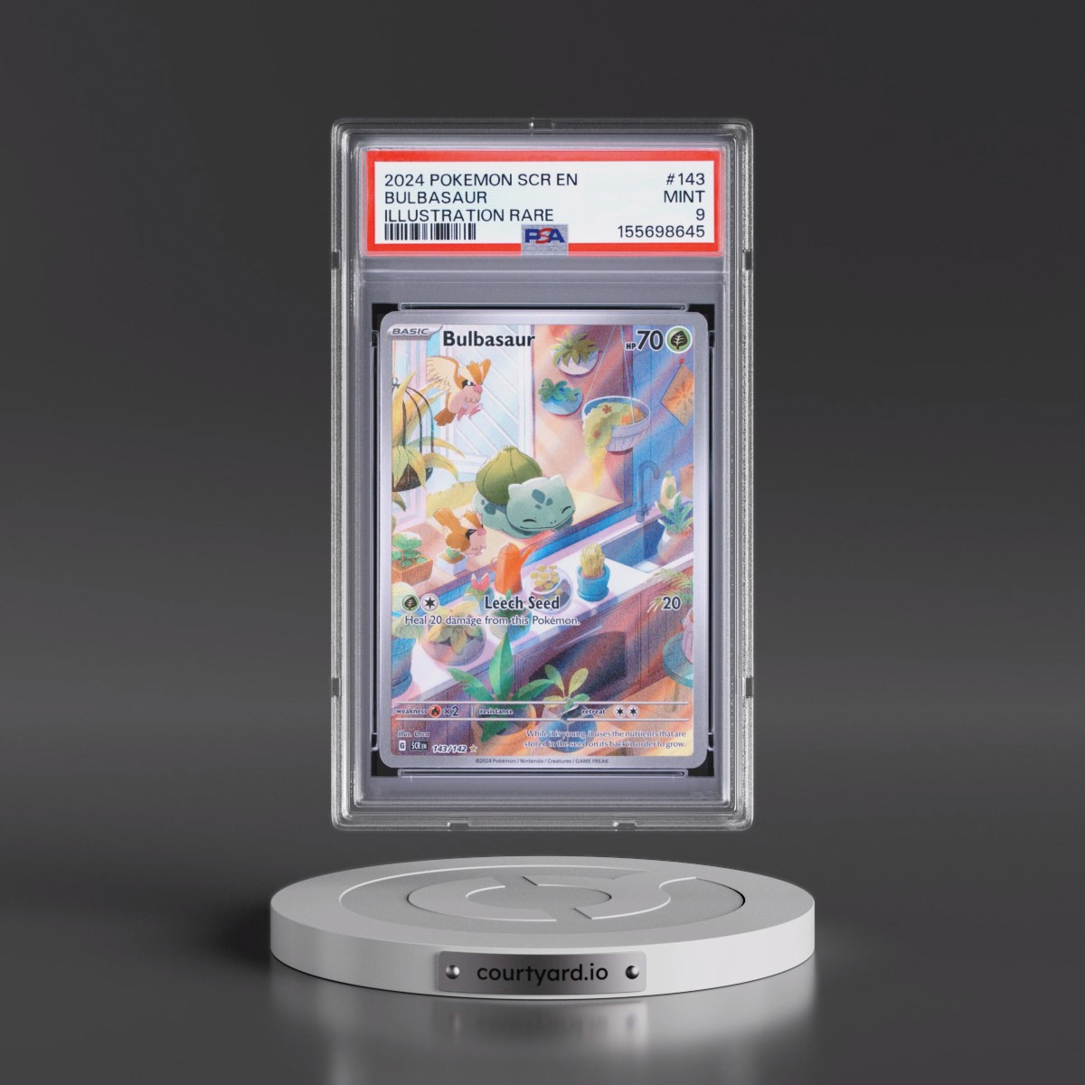 2024 Pokémon Scr EN-Stellar Crown #143 Bulbasaur - Illustration Rare (PSA 9 MINT)
