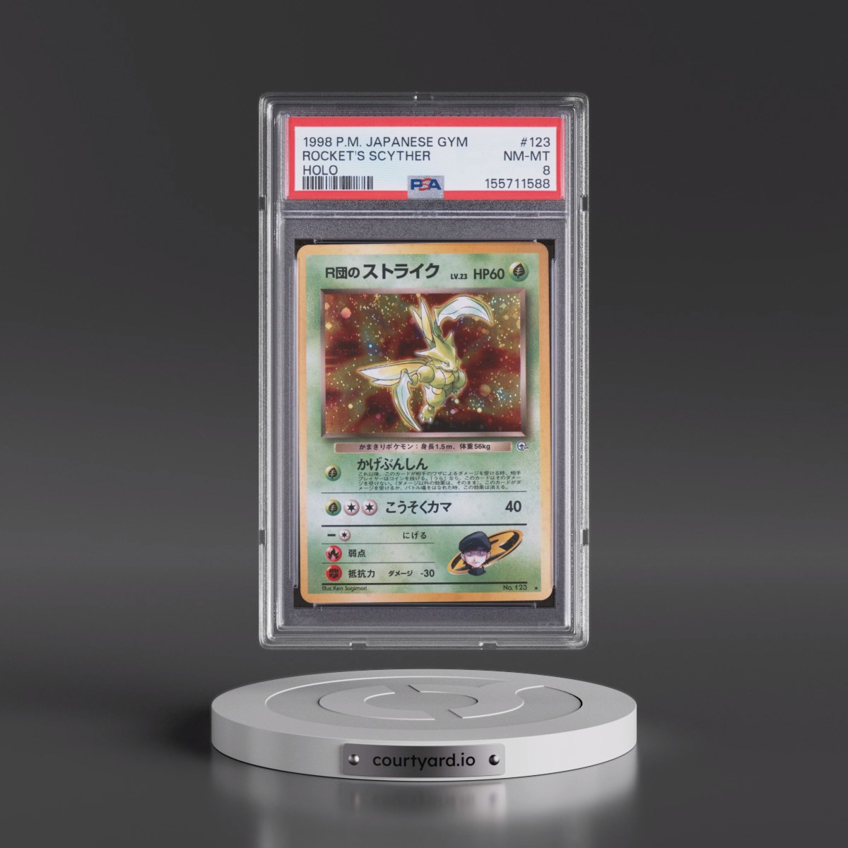 1998 Pokémon Gym #123 Rocket's Scyther - Holo (PSA 8 NM-MT)