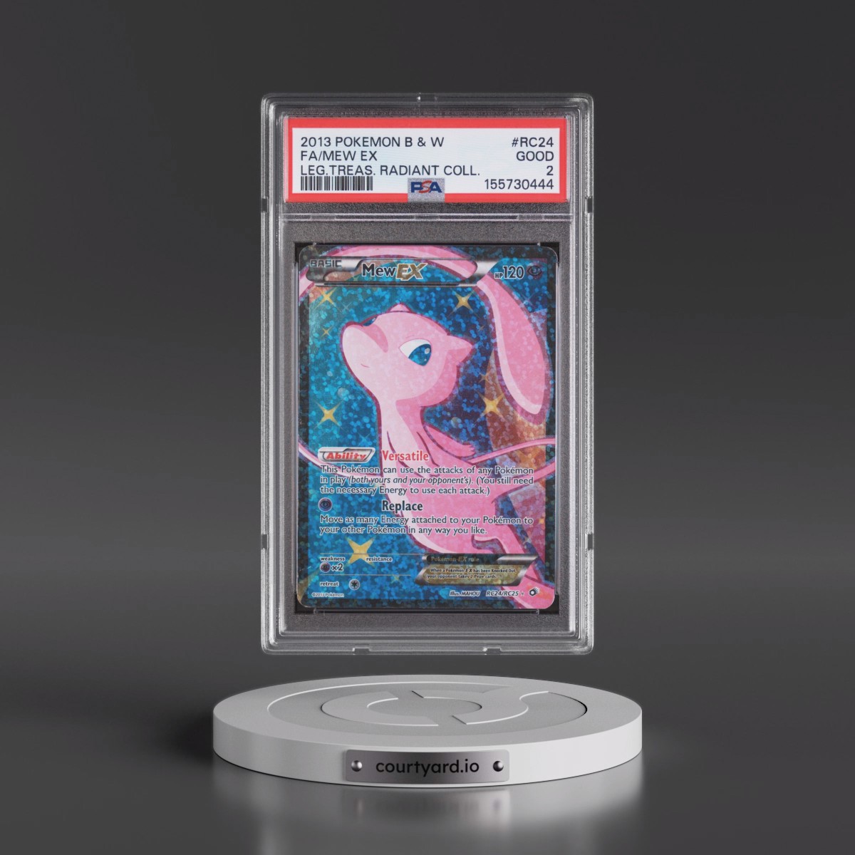 2013 Pokémon Black & White Legendary Treasures Radiant Collection #RC24 Mew EX - Holo Full Art (PSA 2 GOOD)