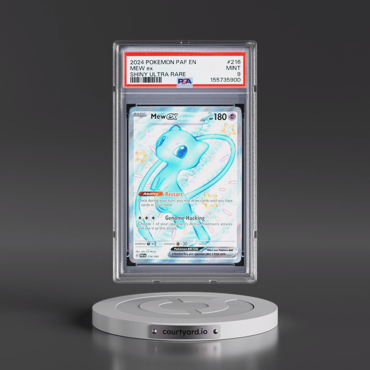 2024 Pokémon Paf EN-Paldean Fates #216 Mew EX - Holo Shiny Ultra Rare (PSA 9 MINT)