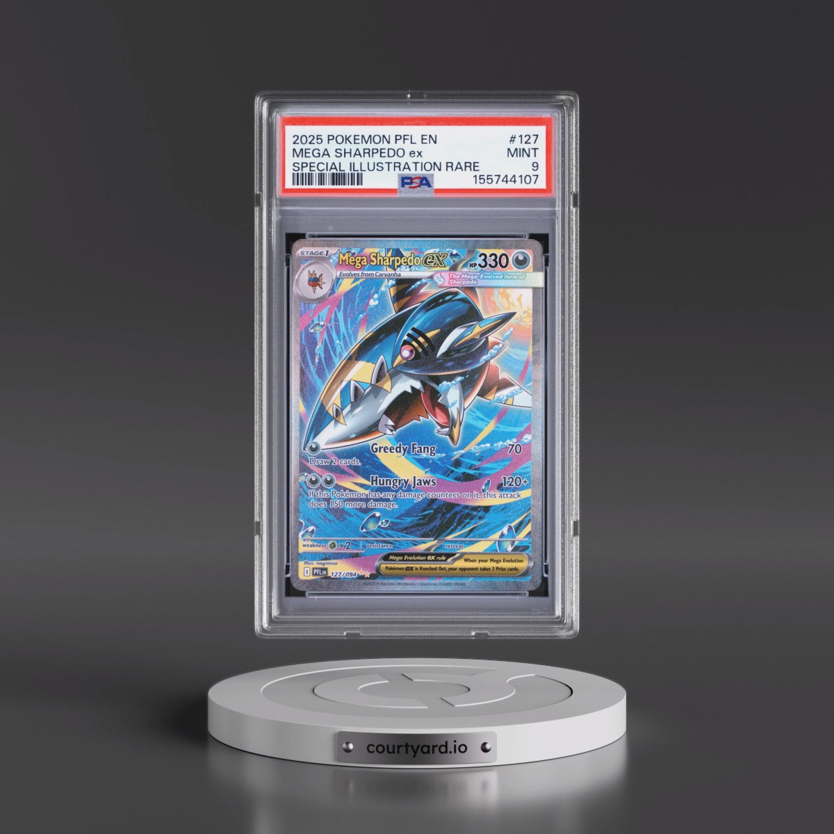 2025 Pokémon Pfl EN-Phantasmal Flames #127 Mega Sharpedo EX - Holo Special Illustration Rare (PSA 9 MINT)