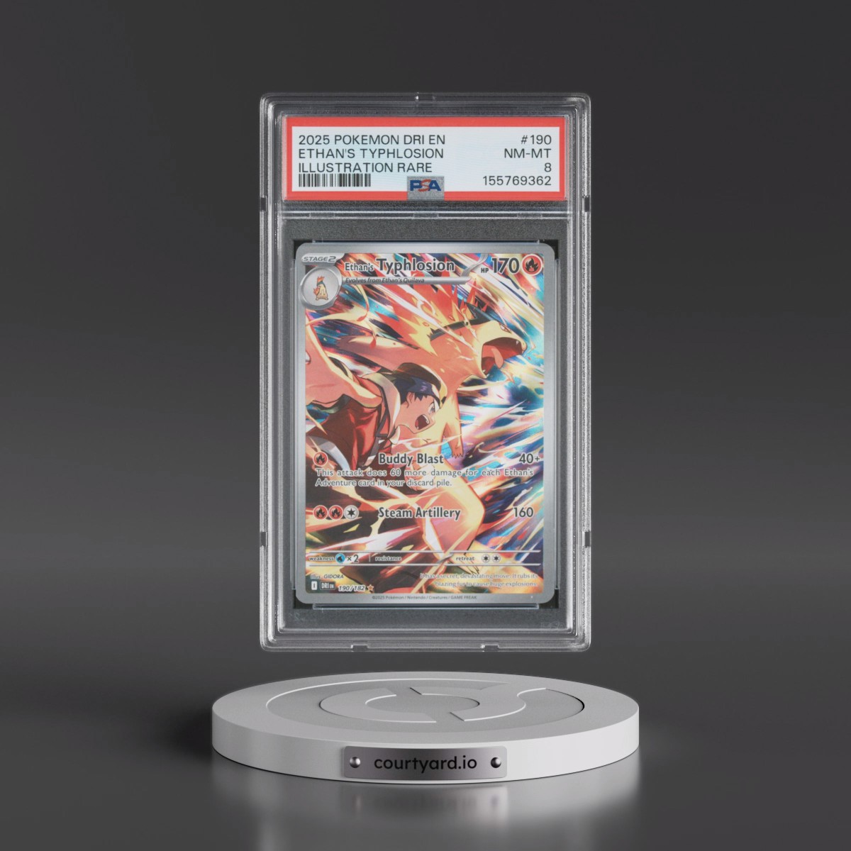 2025 Pokémon Dri EN-Destined Rivals #190 Ethan's Typhlosion - Illustration Rare (PSA 8 NM-MT)