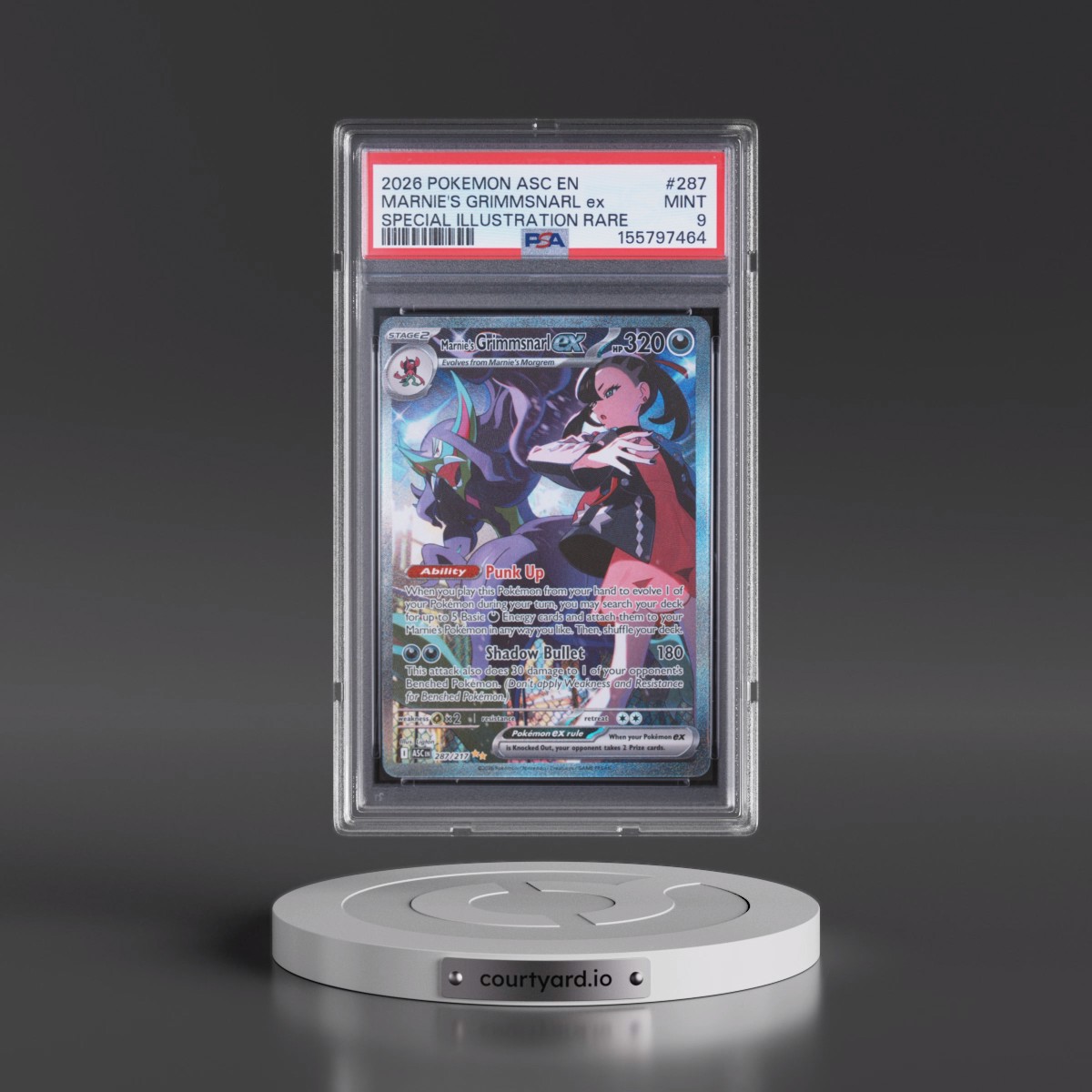 2026 Pokémon Asc EN-Ascended Heroes #287 Marnie's Grimmsnarl EX - Holo Special Illustration Rare (PSA 9 MINT)