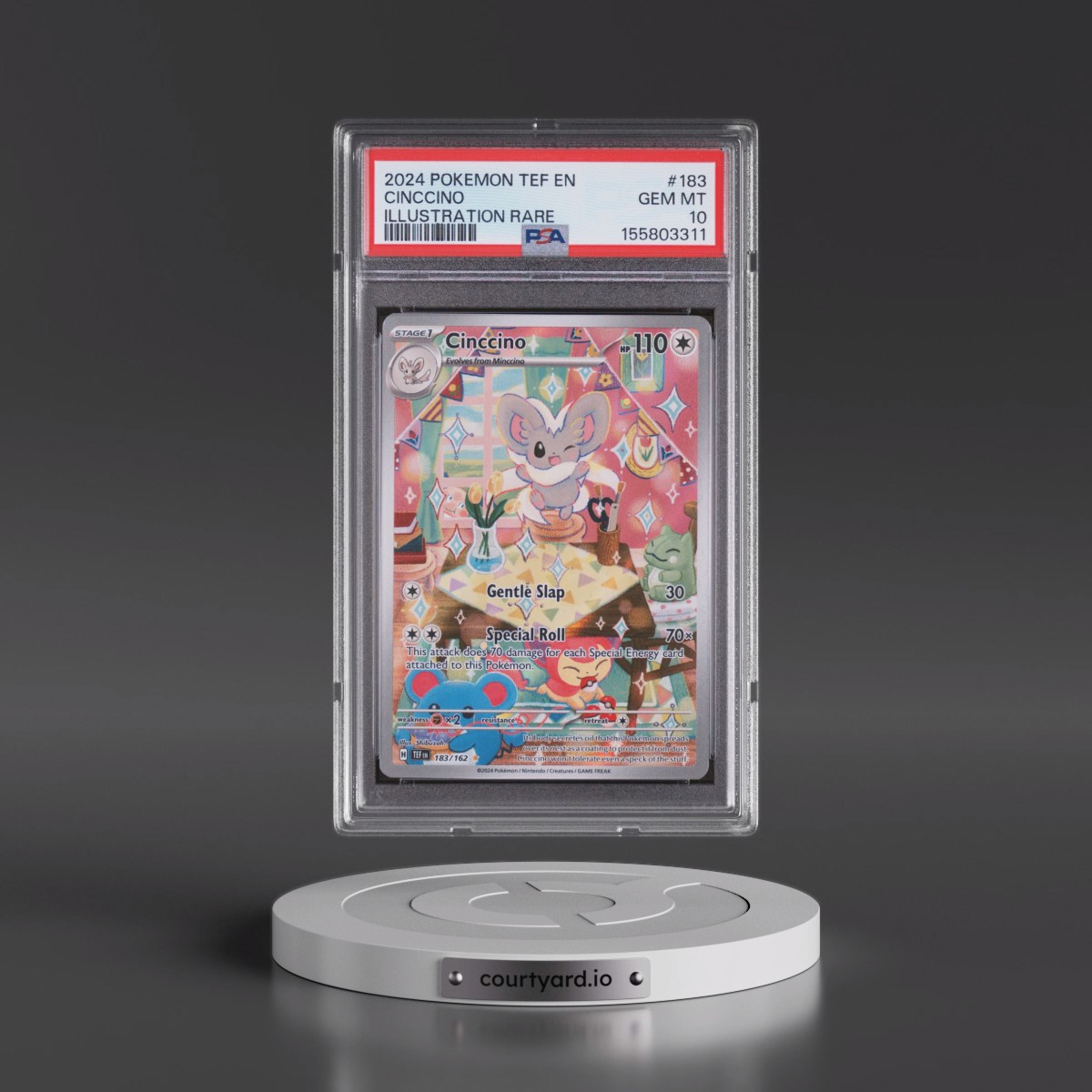 2024 Pokémon Tef EN-Temporal Forces #183 Cinccino - Illustration Rare (PSA 10 GEM MINT)
