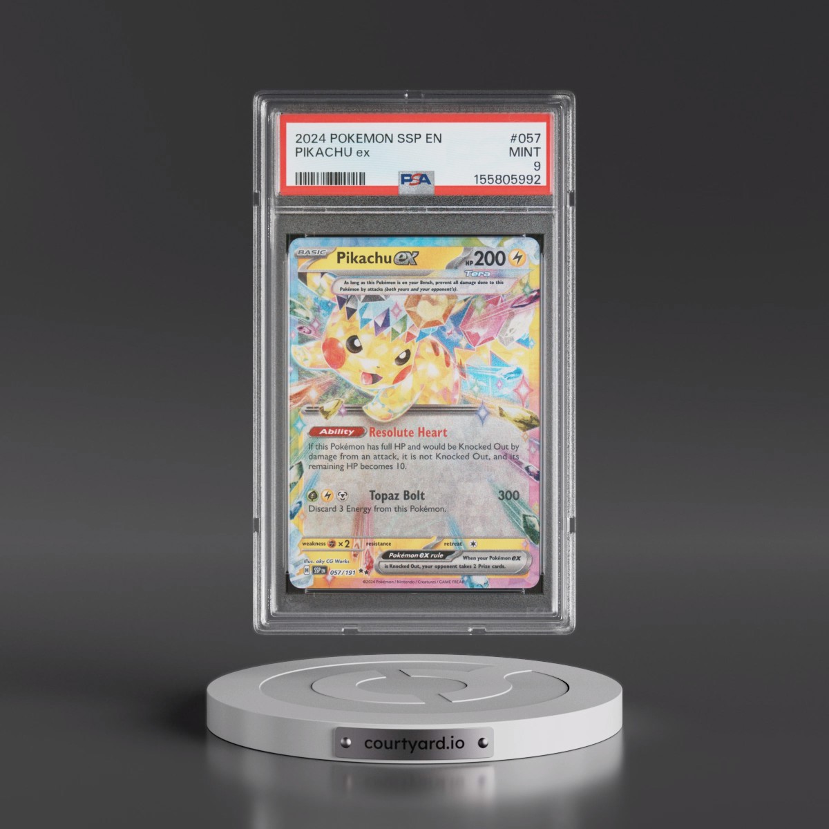 2024 Pokémon Ssp EN-Surging Sparks #057 Pikachu EX - Holo (PSA 9 MINT)