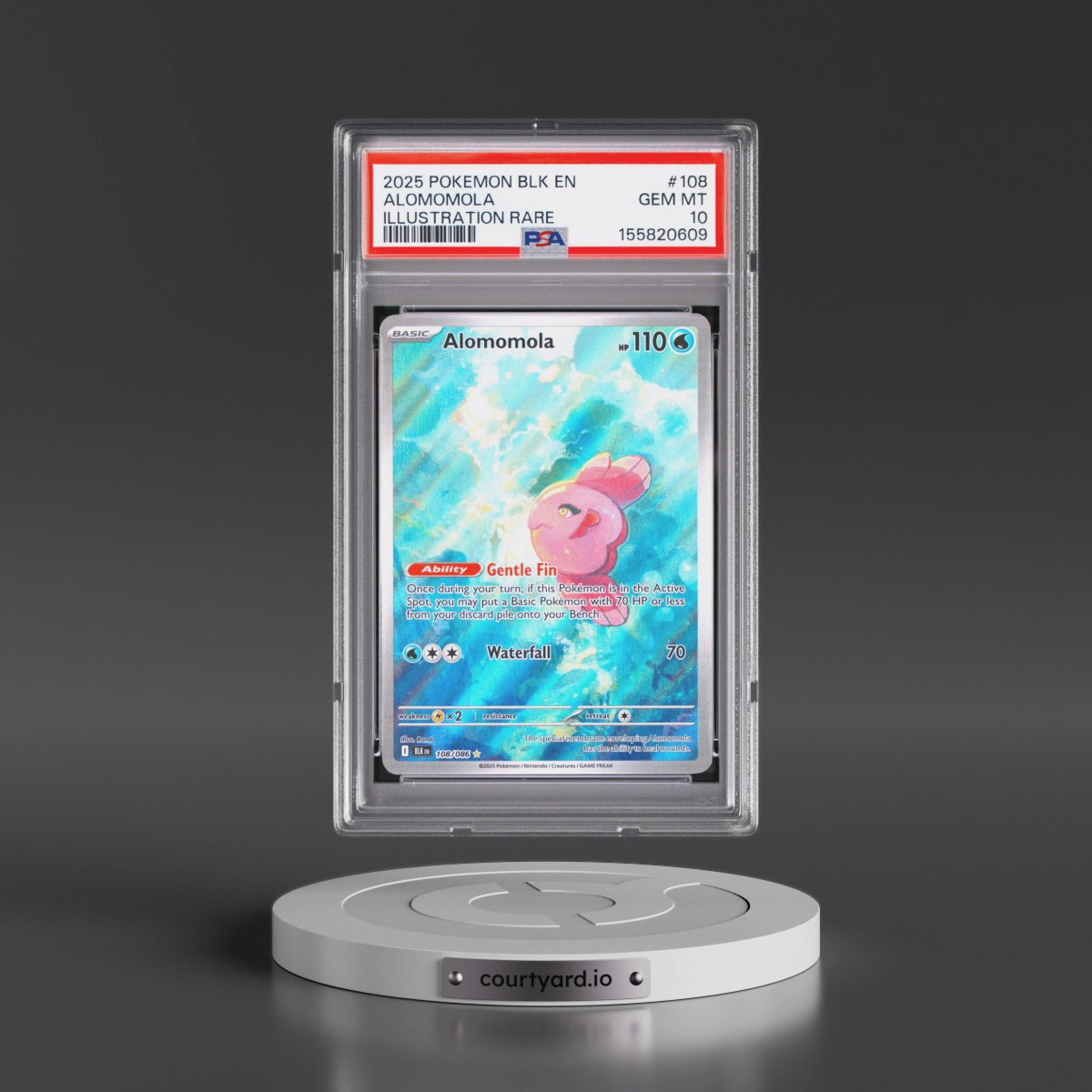 2025 Pokémon Blk EN-Black Bolt #108 Alomomola - Illustration Rare (PSA 10 GEM MINT)