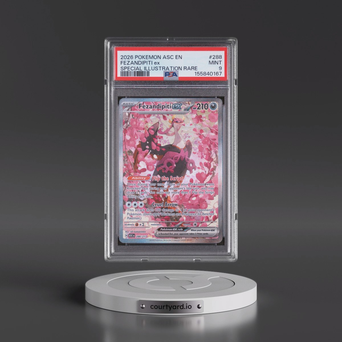 2026 Pokémon Asc EN-Ascended Heroes #288 Fezandipiti EX - Holo Special Illustration Rare (PSA 9 MINT)
