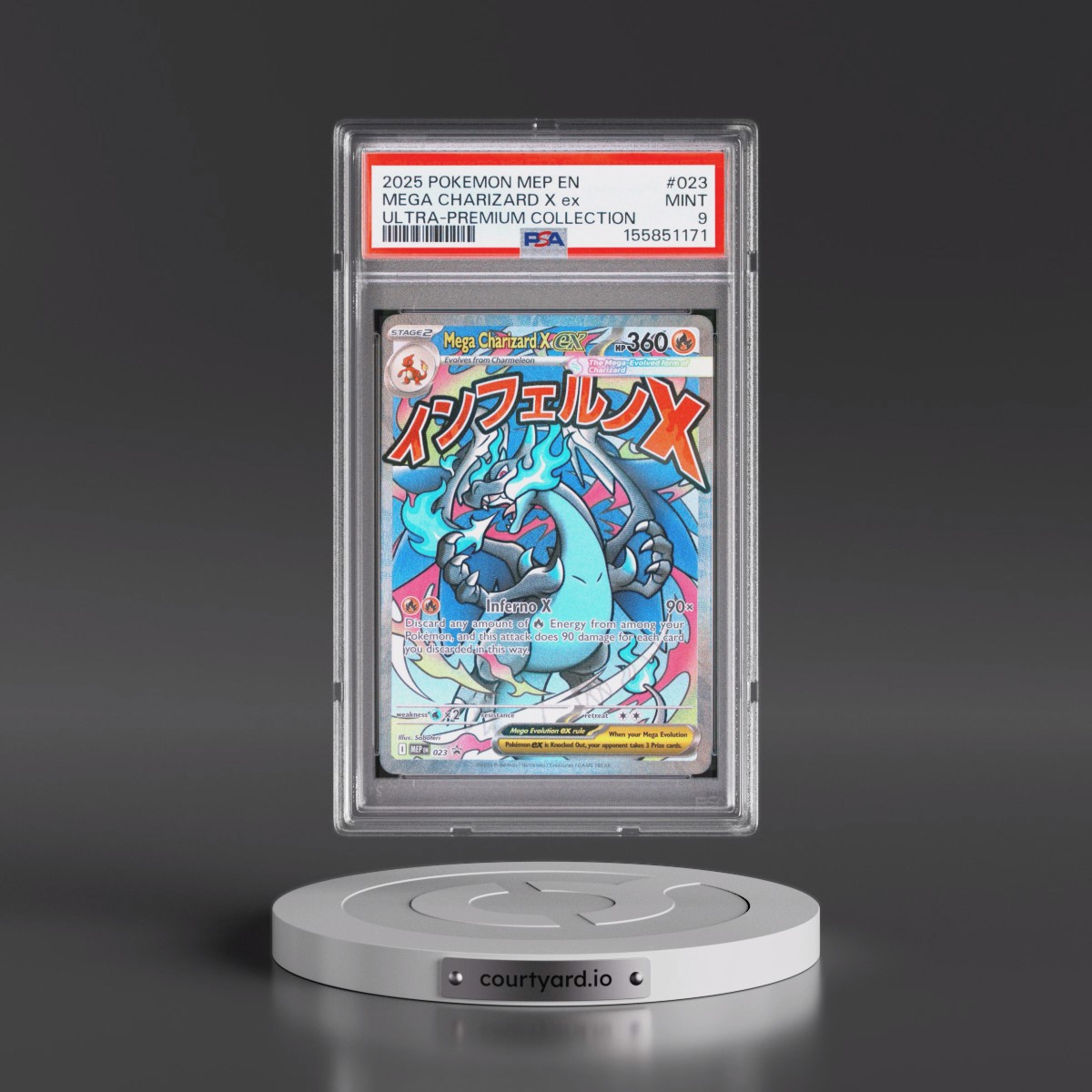 2025 Pokémon Mep EN-Me Black Star Promo #023 Mega Charizard X EX - Holo Mega Charizard X EX Ultra-Premium Collection (PSA 9 MINT)
