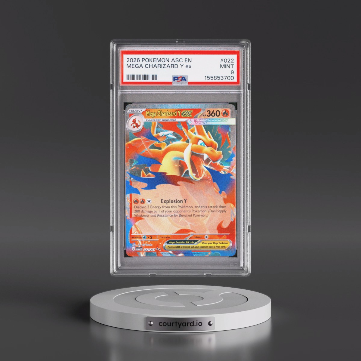 2026 Pokémon Asc EN-Ascended Heroes #022 Mega Charizard Y EX - Holo (PSA 9 MINT)