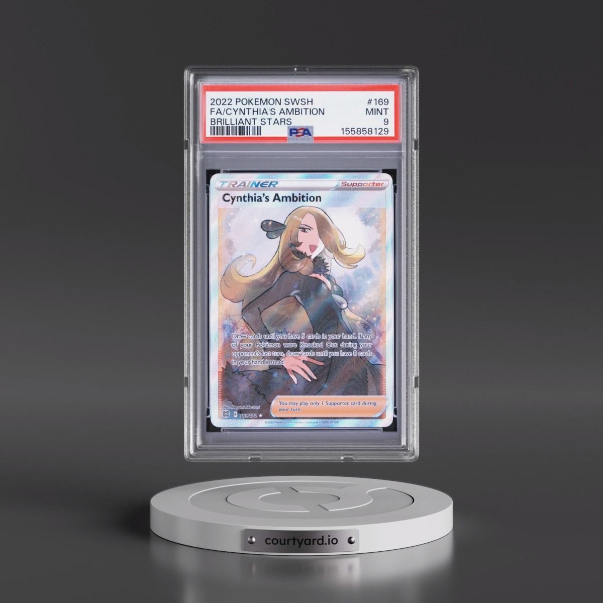 2022 Pokémon Sword & Shield Brilliant Stars #169 Cynthia's Ambition - Full Art (PSA 9 MINT)