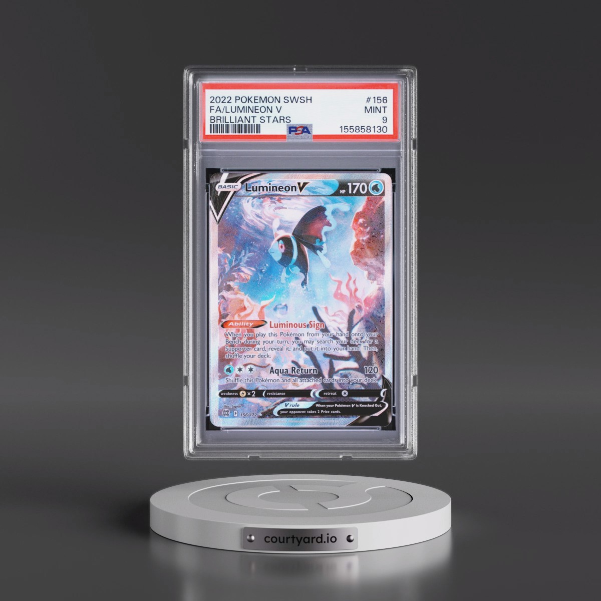 2022 Pokémon Sword & Shield Brilliant Stars #156 Lumineon V - Holo Full Art (PSA 9 MINT)