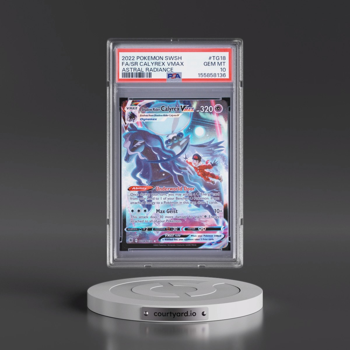 2022 Pokémon Sword & Shield Astral Radiance #TG18 Shadow Rider Calyrex Vmax - Full Art (PSA 10 GEM MINT)