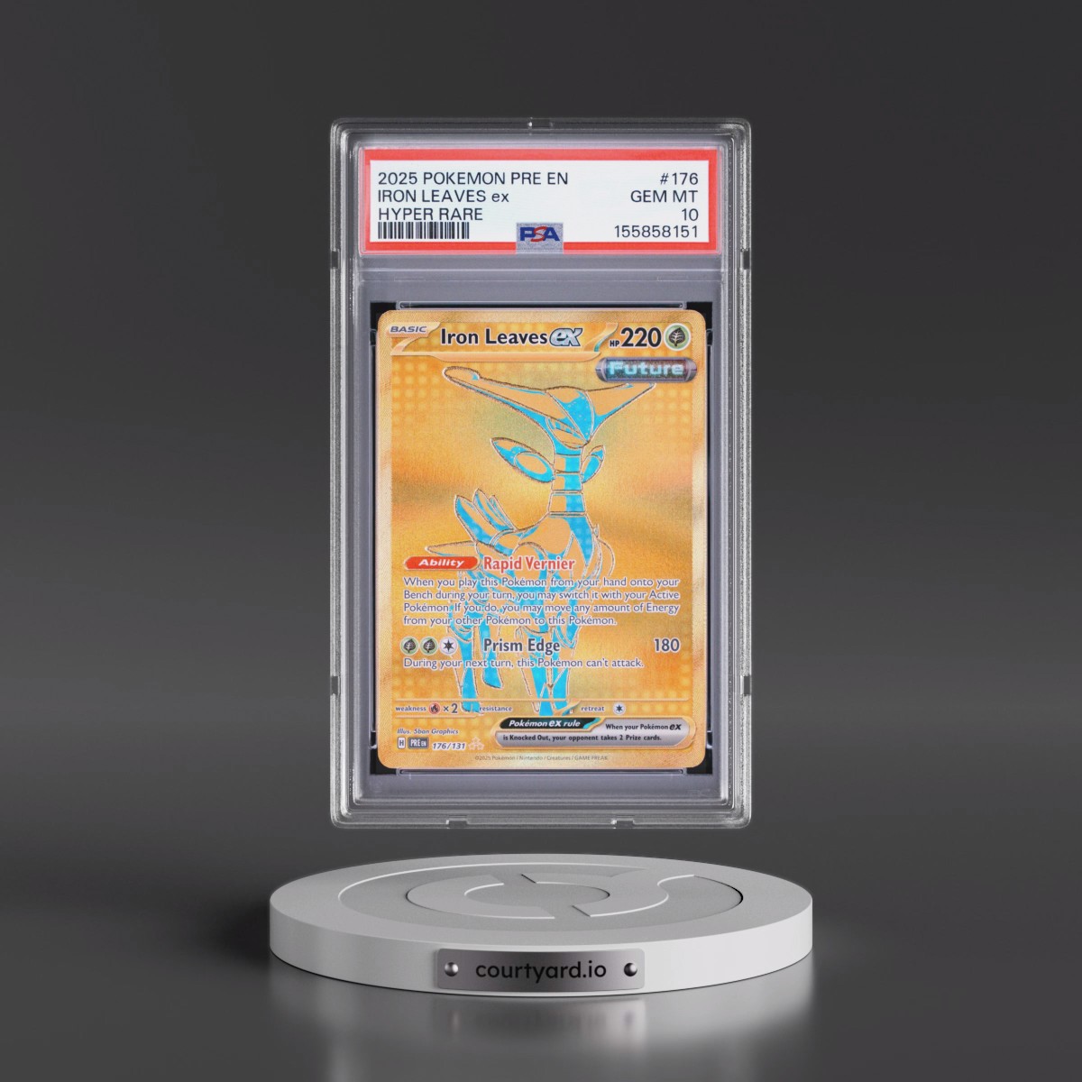 2025 Pokémon Pre EN-Prismatic Evolutions #176 Iron Leaves EX - Holo Hyper Rare (PSA 10 GEM MINT)