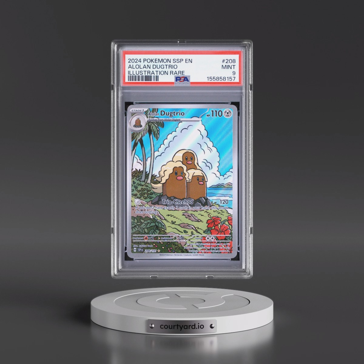 2024 Pokémon Ssp EN-Surging Sparks #208 Alolan Dugtrio - Illustration Rare (PSA 9 MINT)