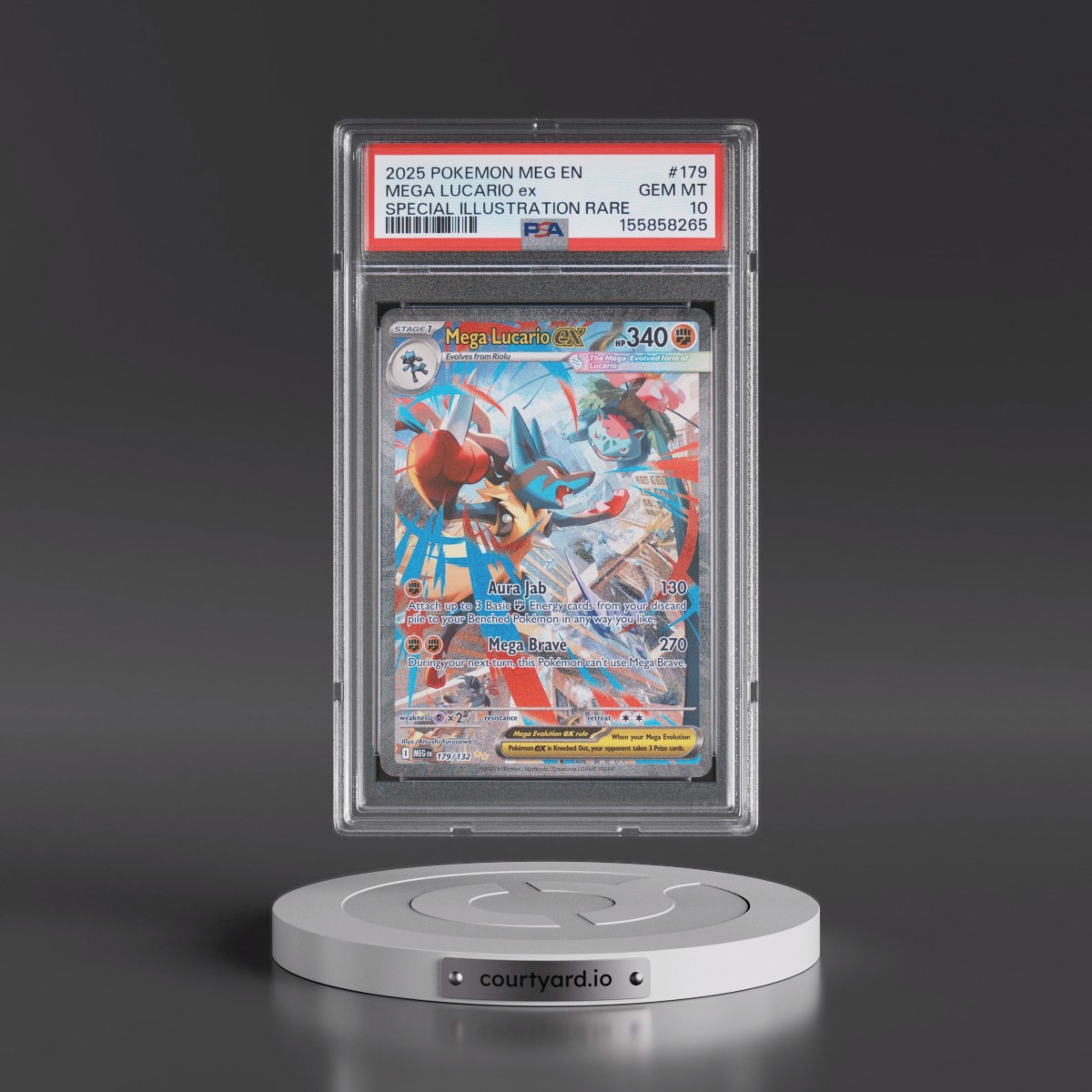2025 Pokémon Meg EN-Mega Evolution #179 Mega Lucario EX - Holo Special Illustration Rare (PSA 10 GEM MINT)