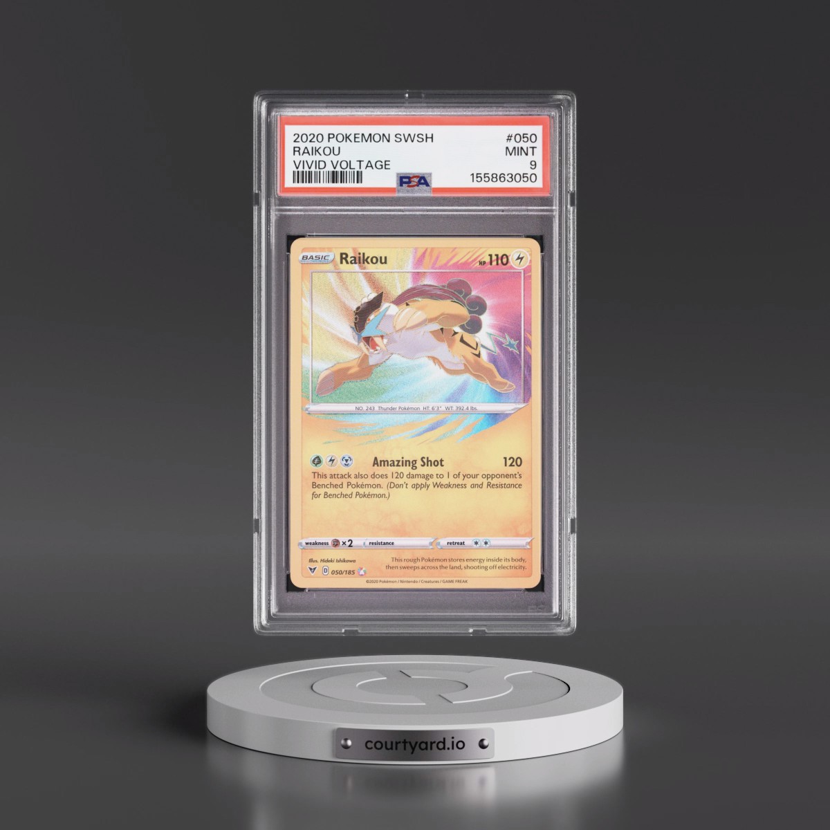 2020 Pokémon Sword & Shield Vivid Voltage #050 Raikou (PSA 9 MINT)