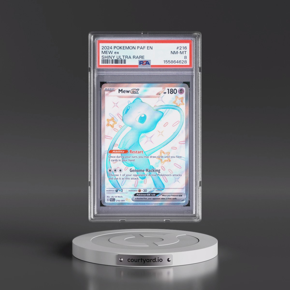 2024 Pokémon Paf EN-Paldean Fates #216 Mew EX - Holo Shiny Ultra Rare (PSA 8 NM-MT)