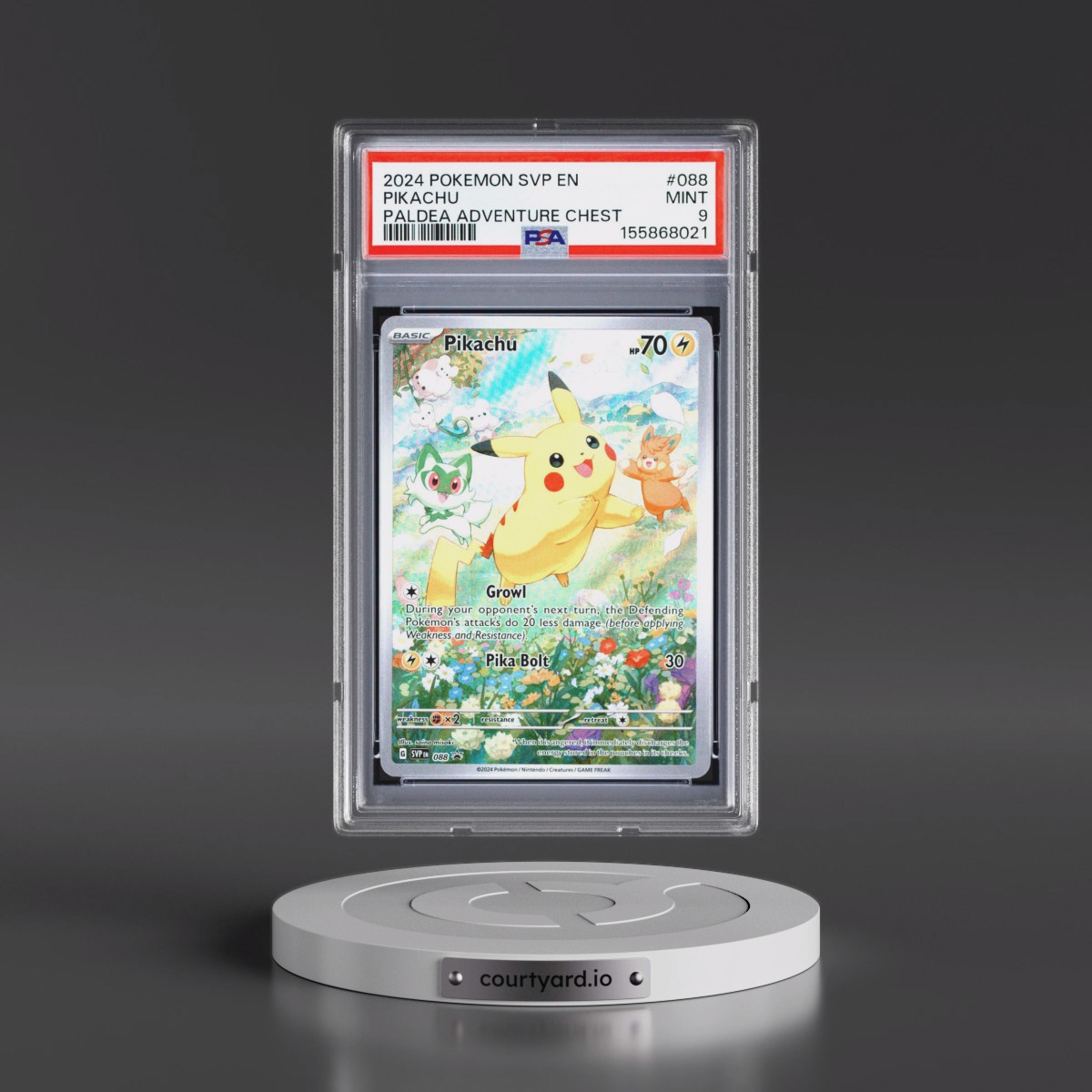 2024 Pokémon Svp EN-SV Black Star Promo #088 Pikachu - Paldea Adventure Chest (PSA 9 MINT)