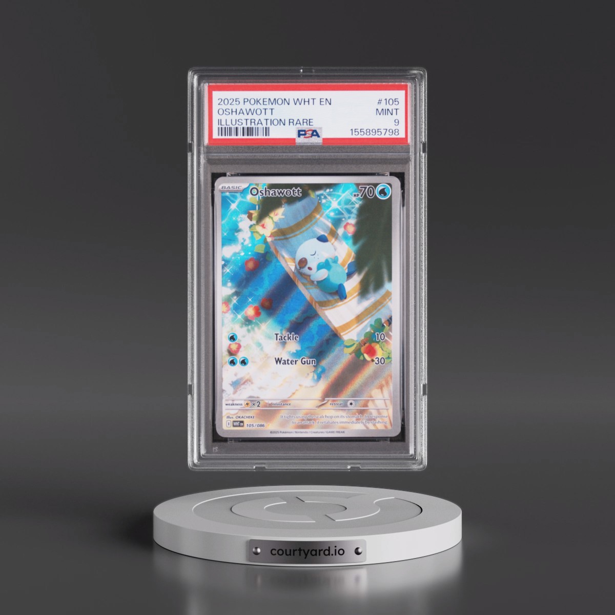 2025 Pokémon Wht EN-White Flare #105 Oshawott - Illustration Rare (PSA 9 MINT)