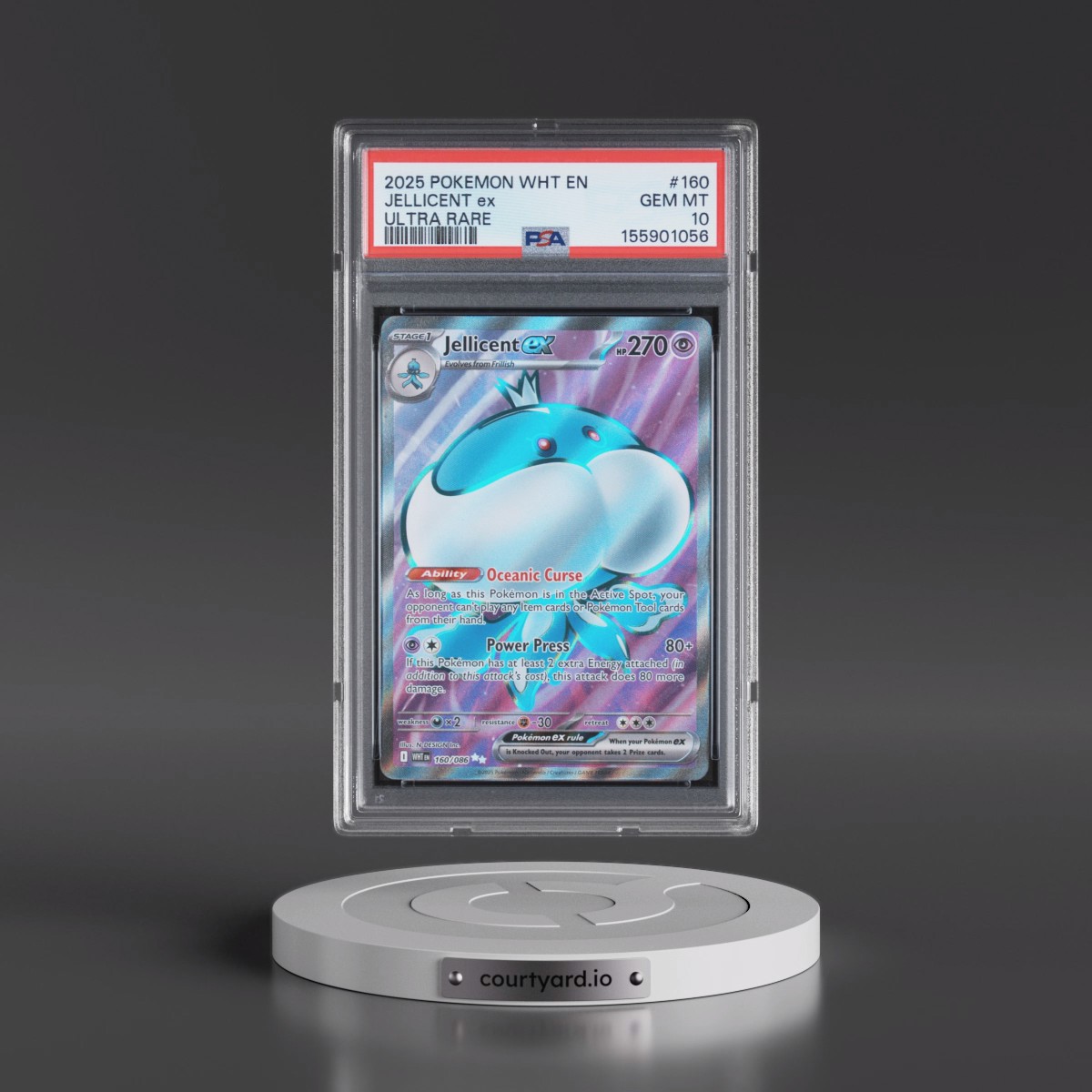 2025 Pokémon Wht EN-White Flare #160 Jellicent EX - Holo Ultra Rare (PSA 10 GEM MINT)