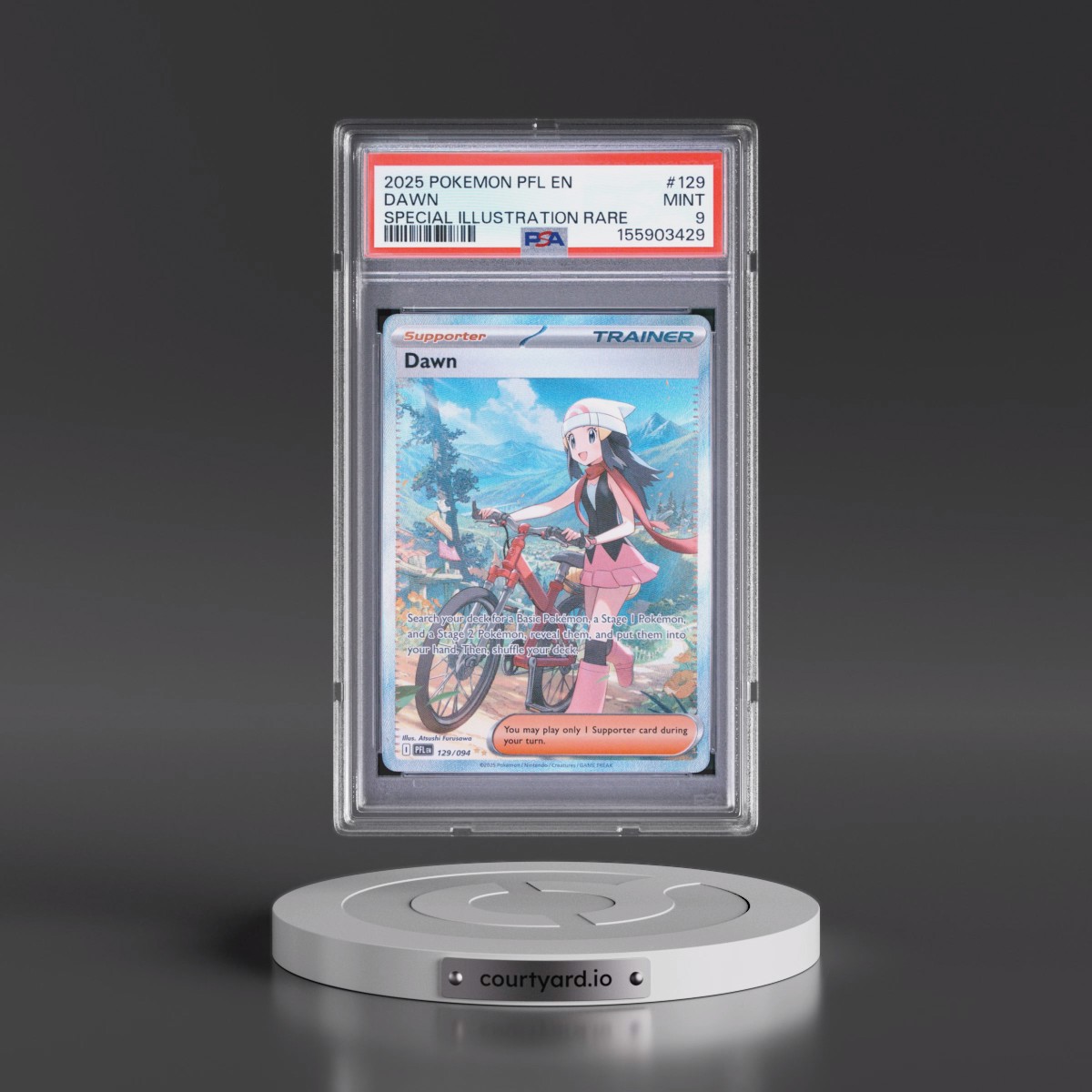 2025 Pokémon Pfl EN-Phantasmal Flames #129 Dawn - Special Illustration Rare (PSA 9 MINT)