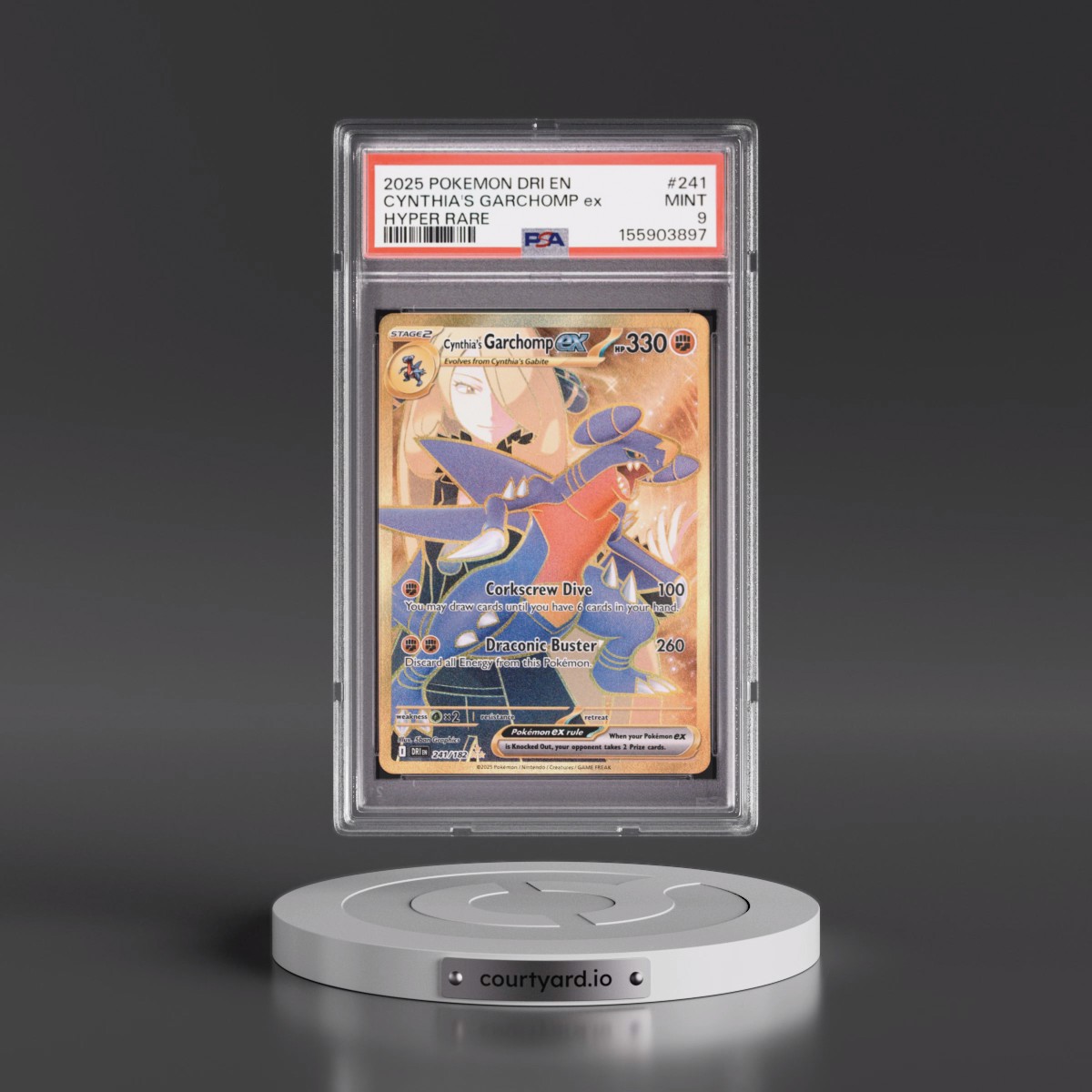 2025 Pokémon Dri EN-Destined Rivals #241 Cynthia's Garchomp EX - Holo Hyper Rare (PSA 9 MINT)