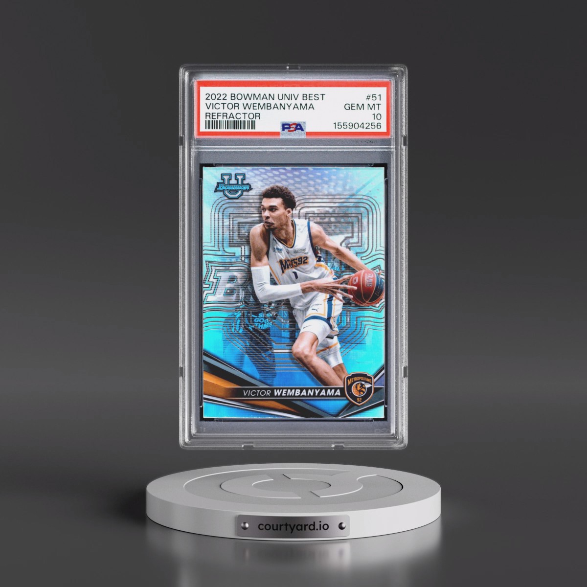 2022 Bowman University Best #51 Victor Wembanyama - Refractor (PSA 10 GEM MINT)