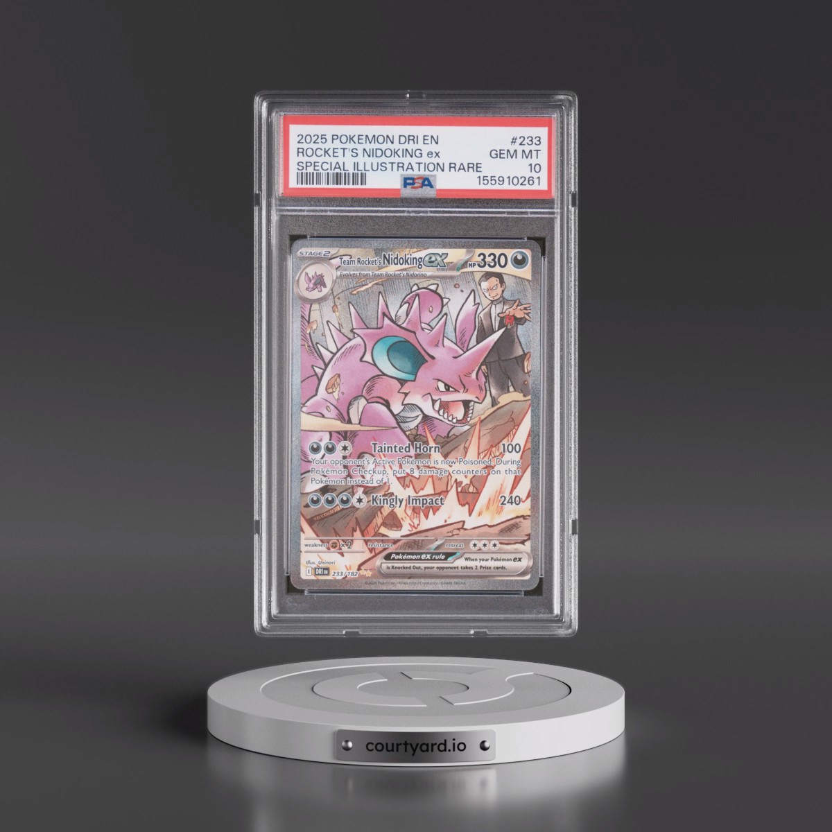 2025 Pokémon Dri EN-Destined Rivals #233 Team Rocket's Nidoking EX - Holo Special Illustration Rare (PSA 10 GEM MINT)