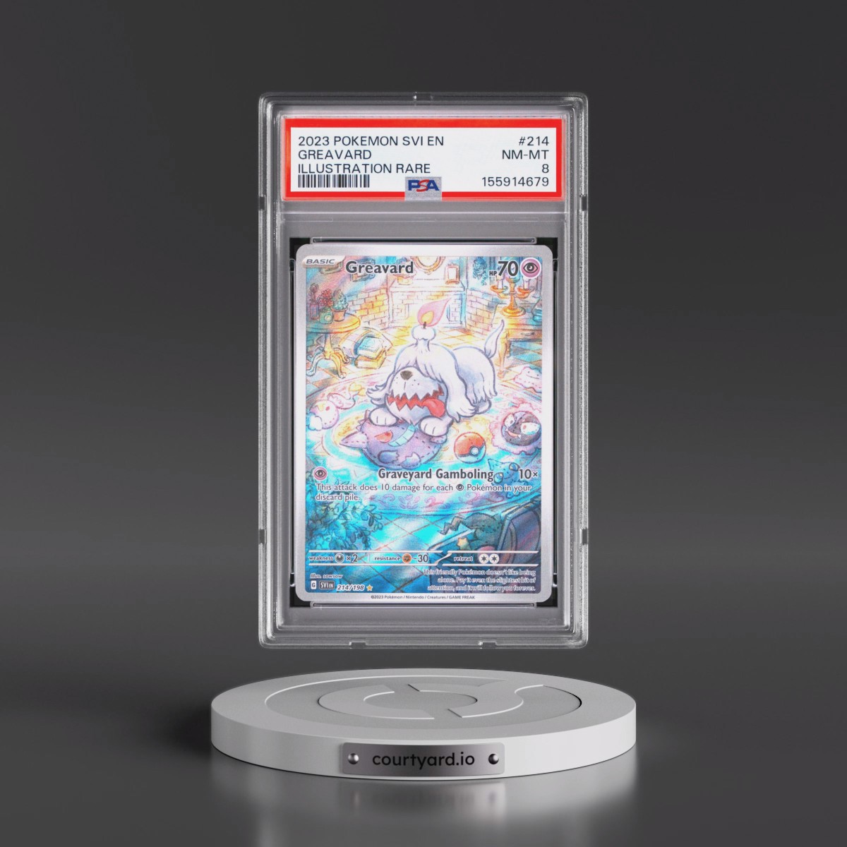 2023 Pokémon Svi EN-Scarlet & Violet #214 Greavard - Illustration Rare (PSA 8 NM-MT)