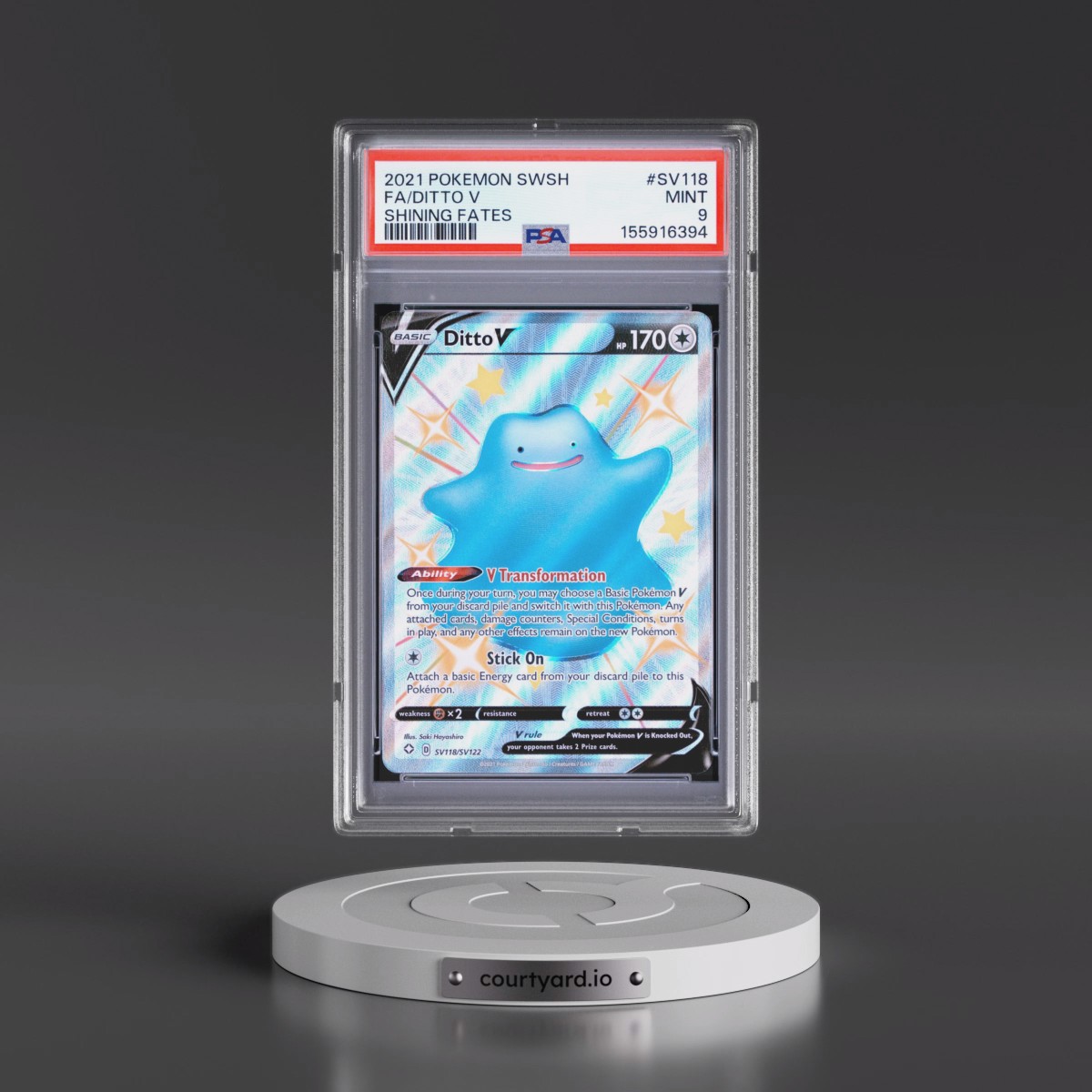 2021 Pokémon Sword & Shield Shining Fates #SV118 Ditto V - Holo Full Art (PSA 9 MINT)