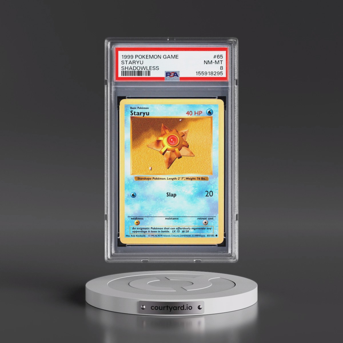 1999 Pokémon Game #65 Staryu - Shadowless (PSA 8 NM-MT)