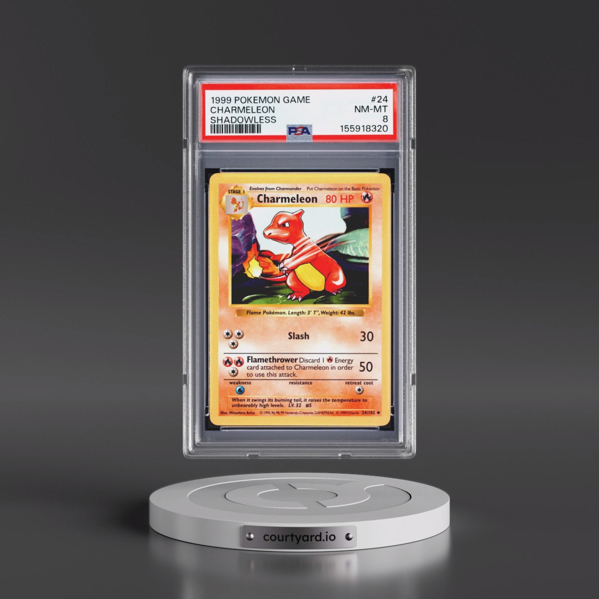 1999 Pokémon Game #24 Charmeleon - Shadowless (PSA 8 NM-MT)