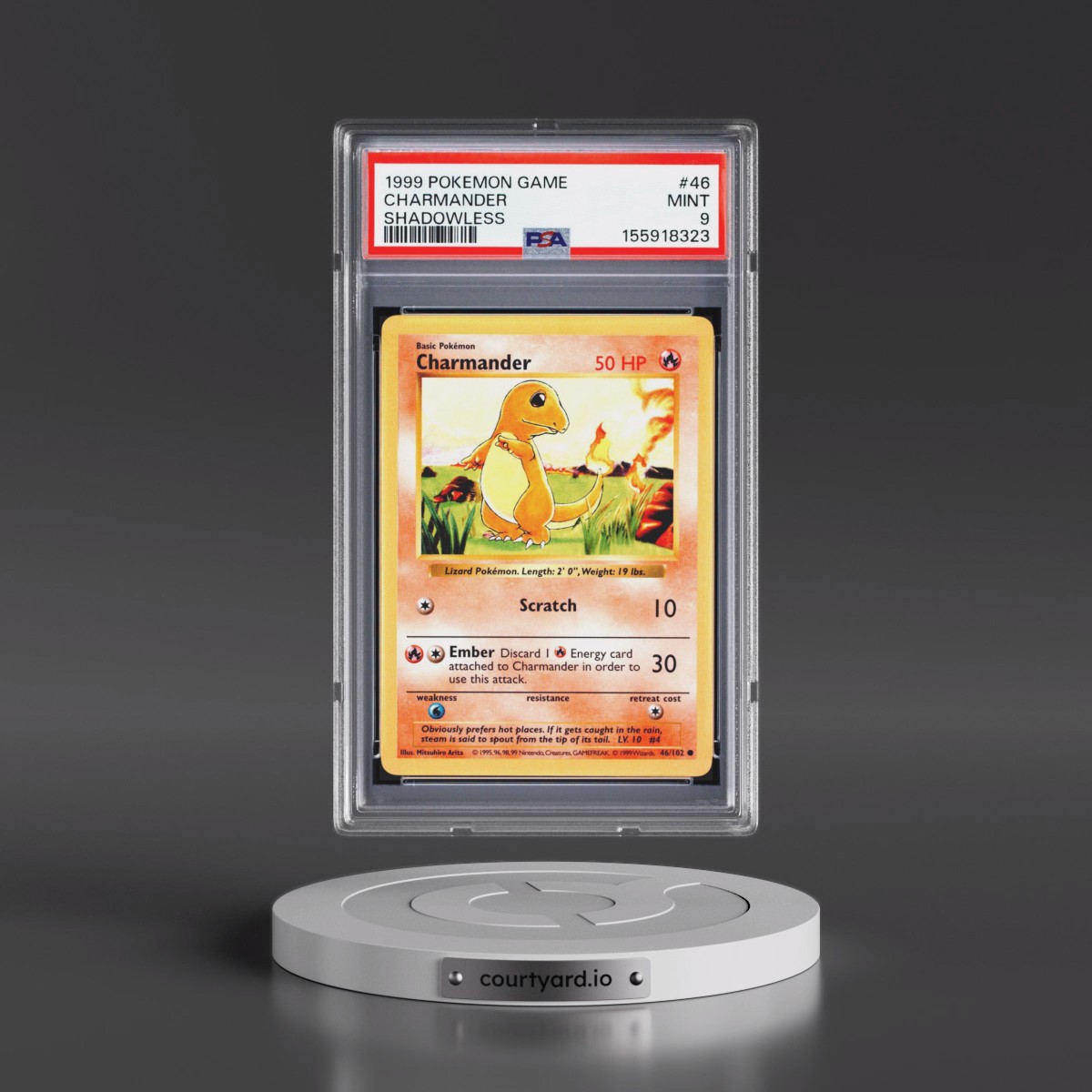 1999 Pokémon Game #46 Charmander - Shadowless (PSA 9 MINT)
