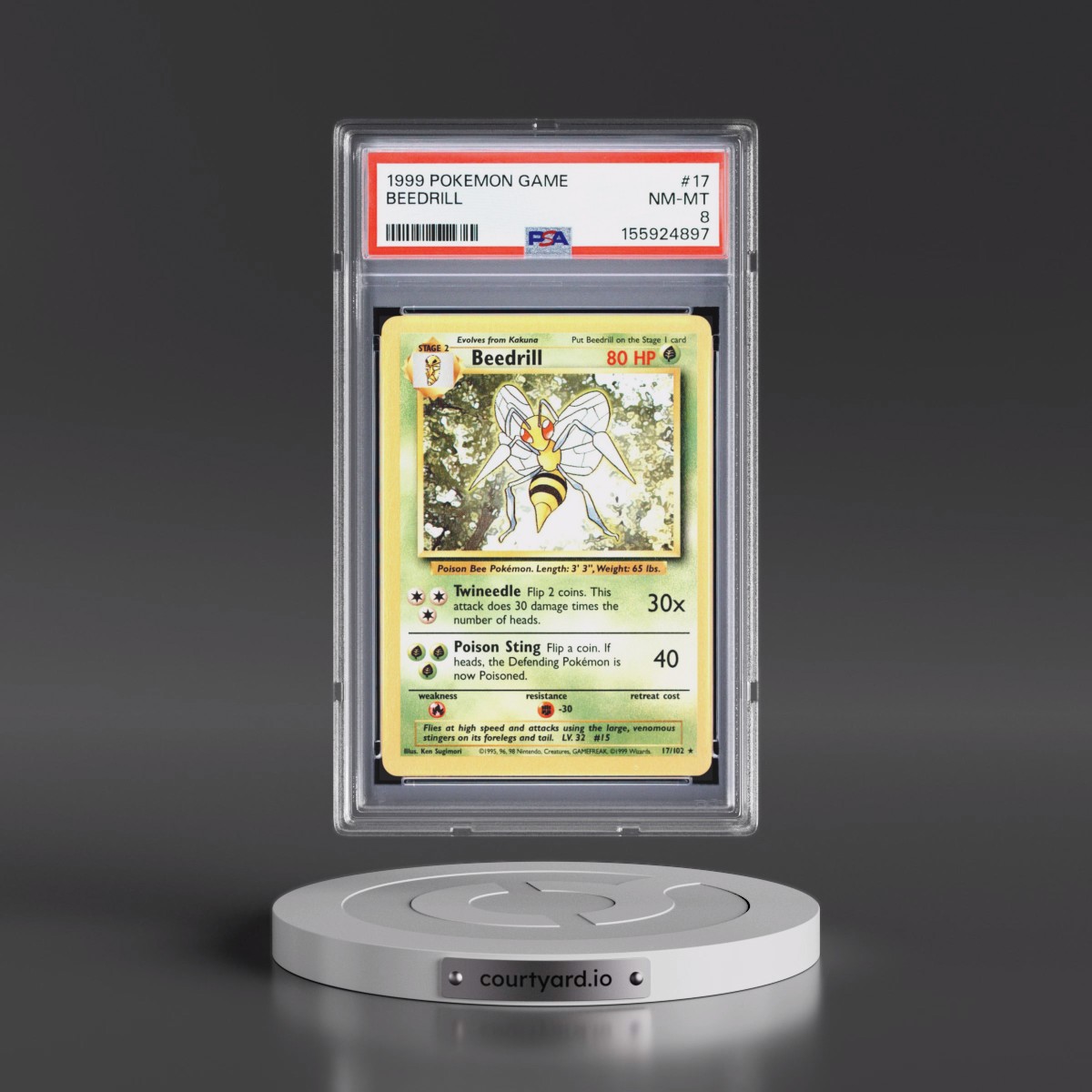 1999 Pokémon Game #17 Beedrill (PSA 8 NM-MT)